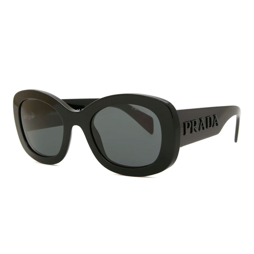 Óculos de Sol Feminino Prada Oval PRA13S 1AB5S0 Cor Preto