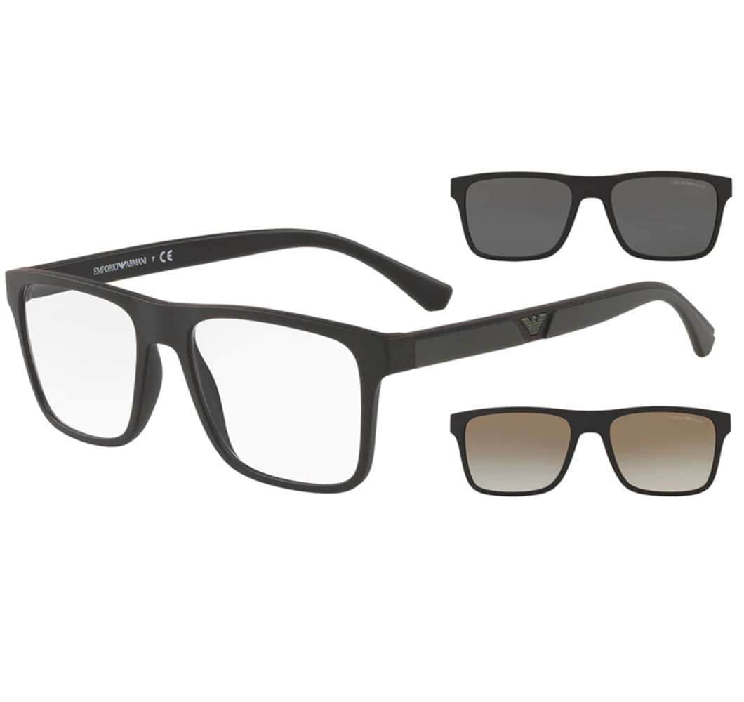 Óculos Clipon Empório Armani, modelo EA4115, cor Preto Fosco, tamanho 54