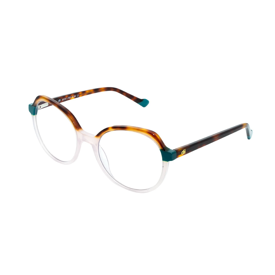 Armação para Óculos de Grau Feminino Dii Collection 1 7001 Rosa com Demi Marrom com Verde
