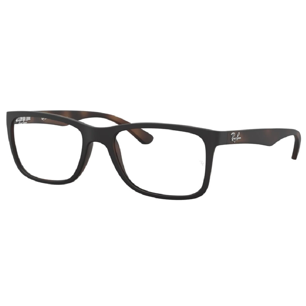 Armação de Óculos de Grau Unissex Ray Ban RX7027L Cor Preto e Tartaruga