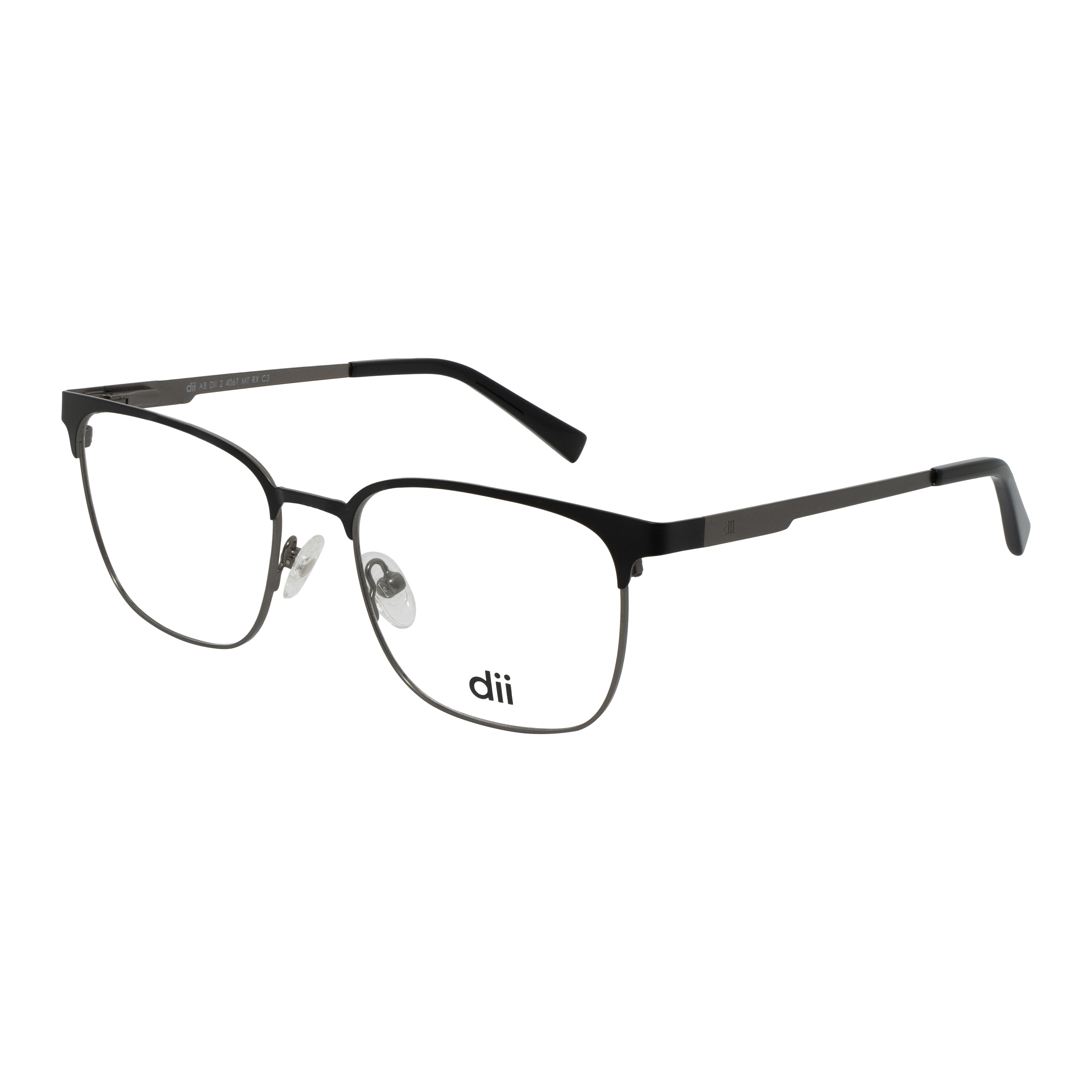 Armação para Óculos de Grau Masculino Dii Collection 4067 Preto com Gun Metal