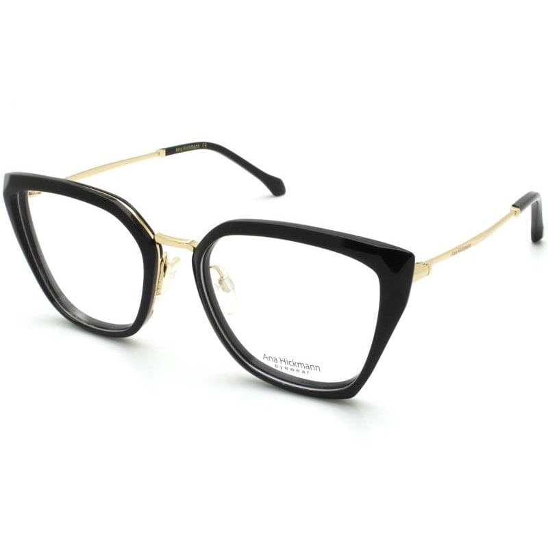 Armação de Óculos de Grau Feminina Hickmann AH6378 Oversized Preto com Dourado Armação de Óculos de Grau Feminina Hickmann AH6378 Oversi