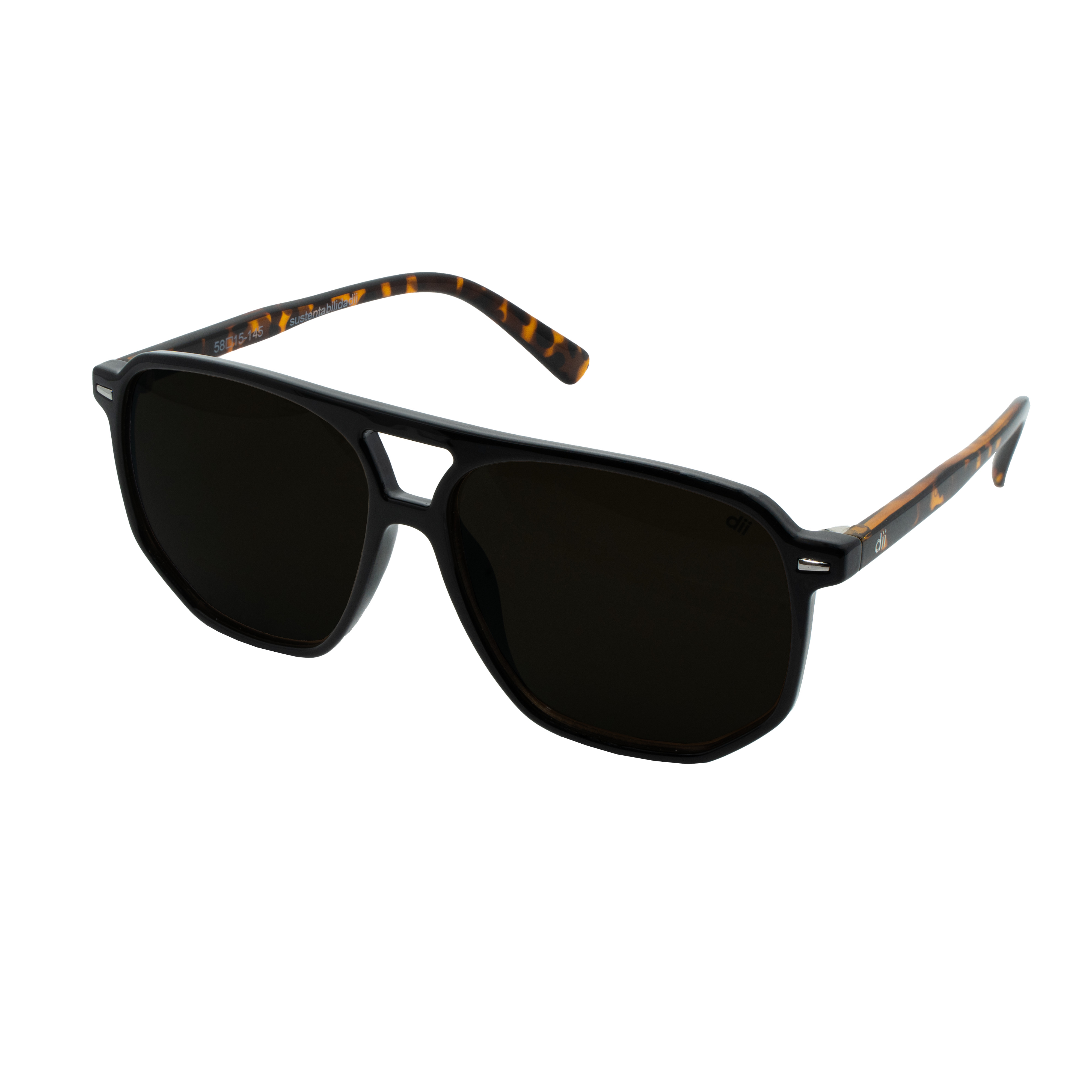 Óculos de Sol Unissex Dii Collection 1 9012 ECO Preto com Demi Marrom