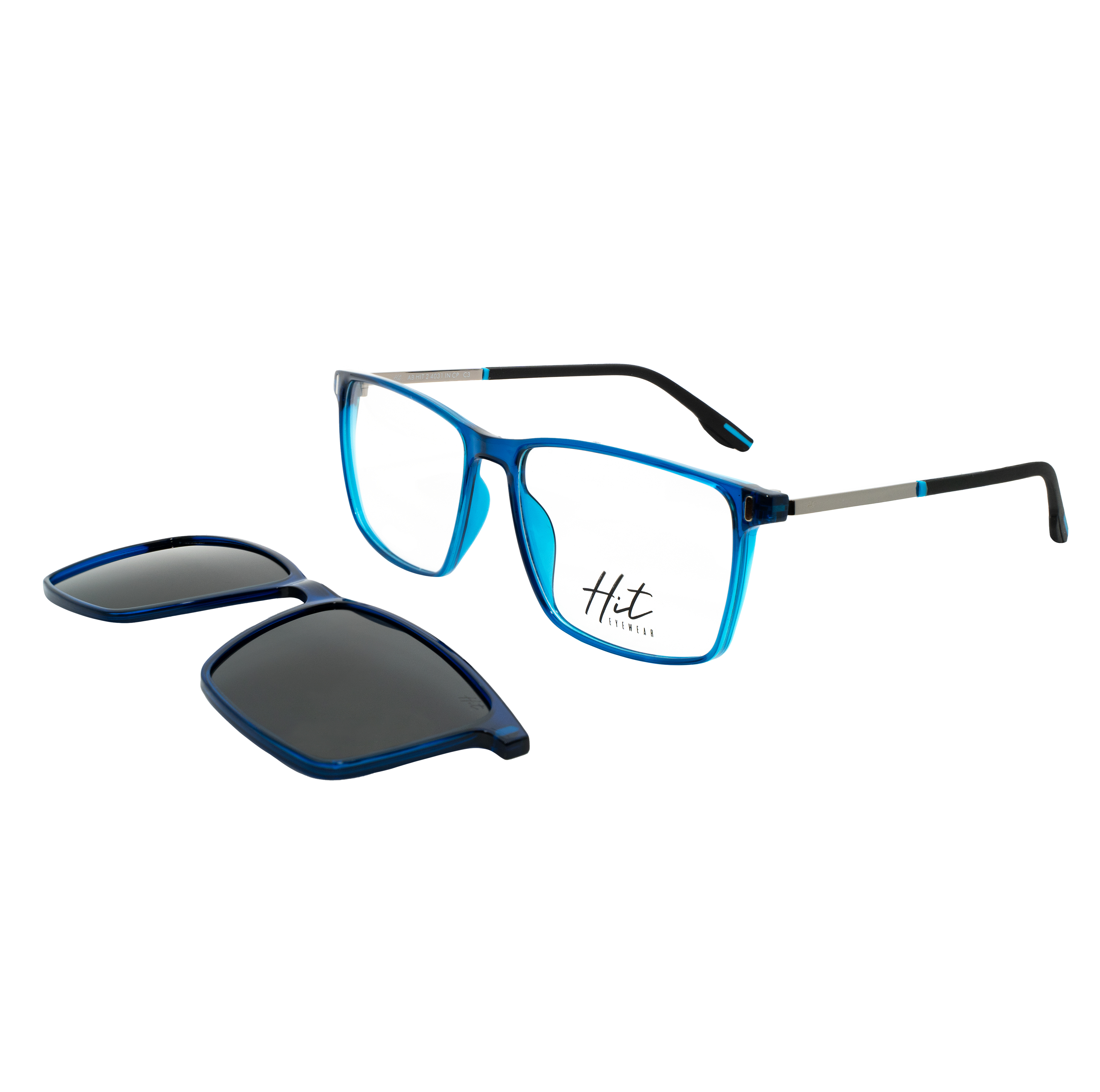 Armação para Óculos de Grau Masculino Hit 2 4031 Azul com Clip On Armação para Óculos de Grau Masculino Hit 2 4031 A
