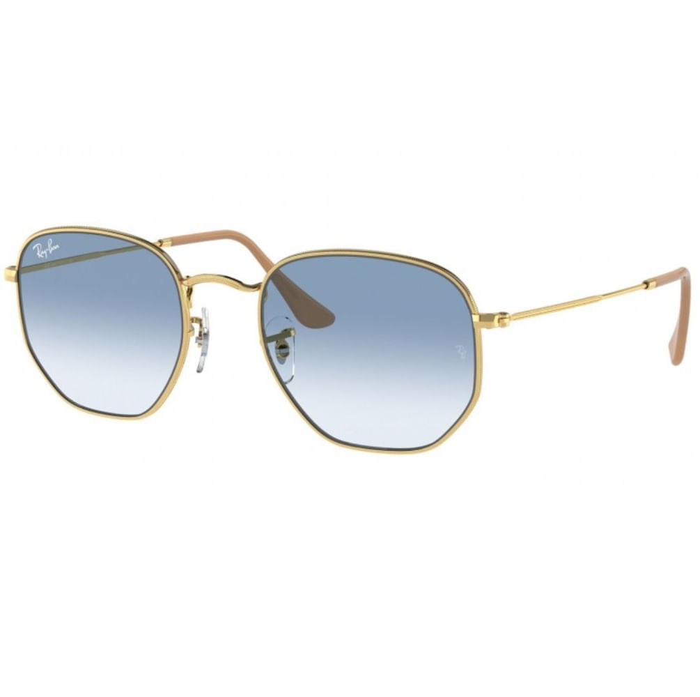 Óculos de Sol Ray-Ban, modelo RB3548, cor Dourado e Azul Claro Degradê, tamanho 51 Óculos de Sol Ray-Ban, modelo RB3548, cor Dourado e A