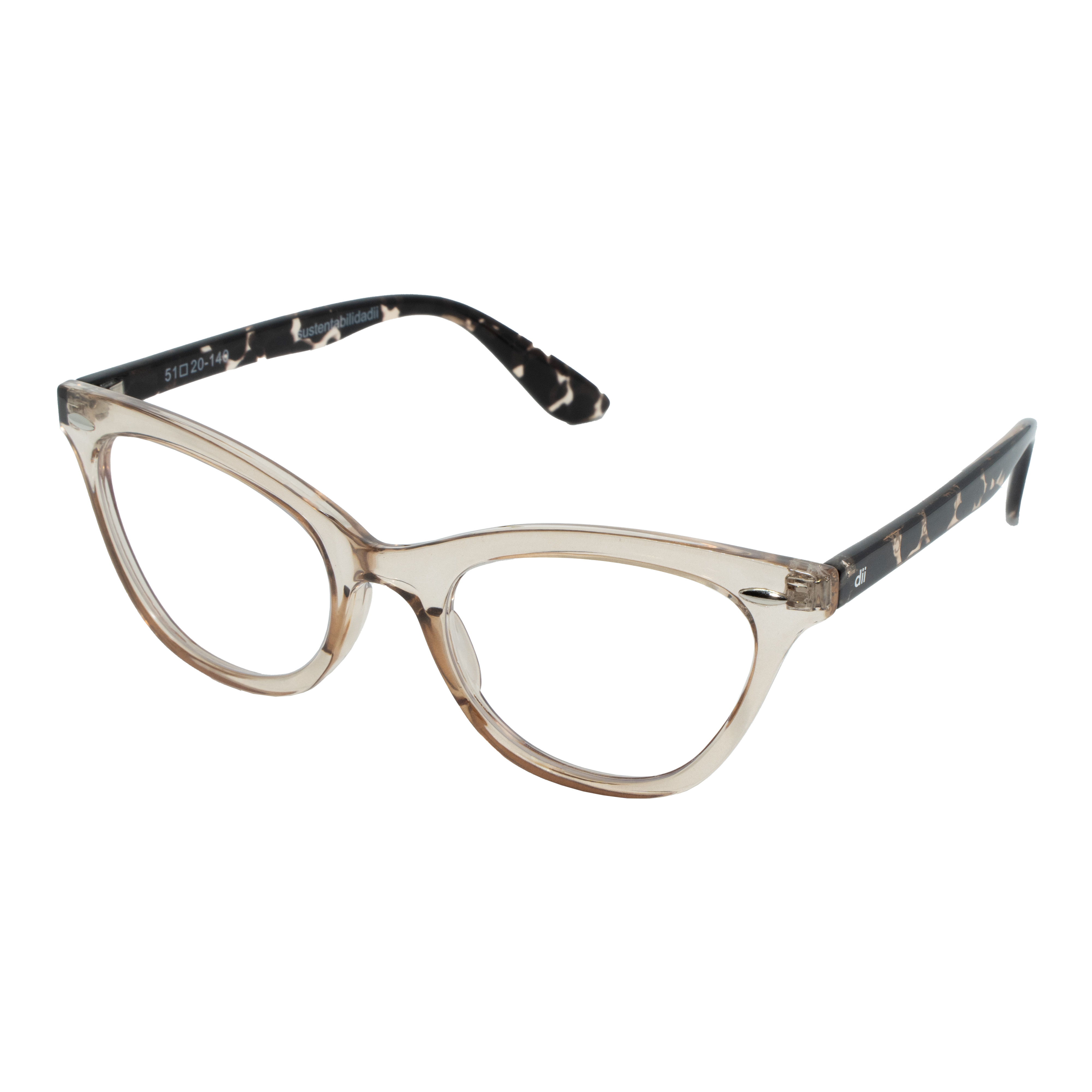 Armação para Óculos de Grau Feminino Dii Collection 1 9006 ECO Pêssego Cristal com Demi Pêssego