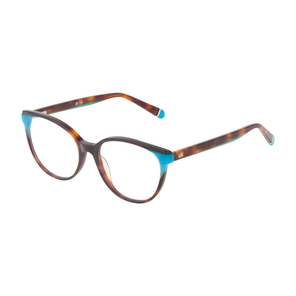Armação para Óculos de Grau Feminino Dii Collection 5508 Azul com Demi Marrom Armação para Óculos de Grau Feminino Dii Collection 5508 A