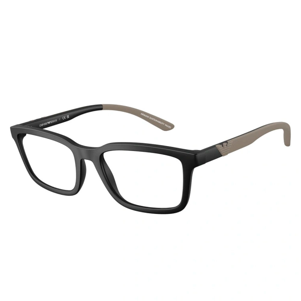 Armação de Óculos de Grau Masculino Emporio Armani Retangular 0EA3259 5001 Preto Fosco e Cinza Armação de Óculos de Grau Masculino Emporio Armani Retangular 0EA3259 5001 Preto Fosc