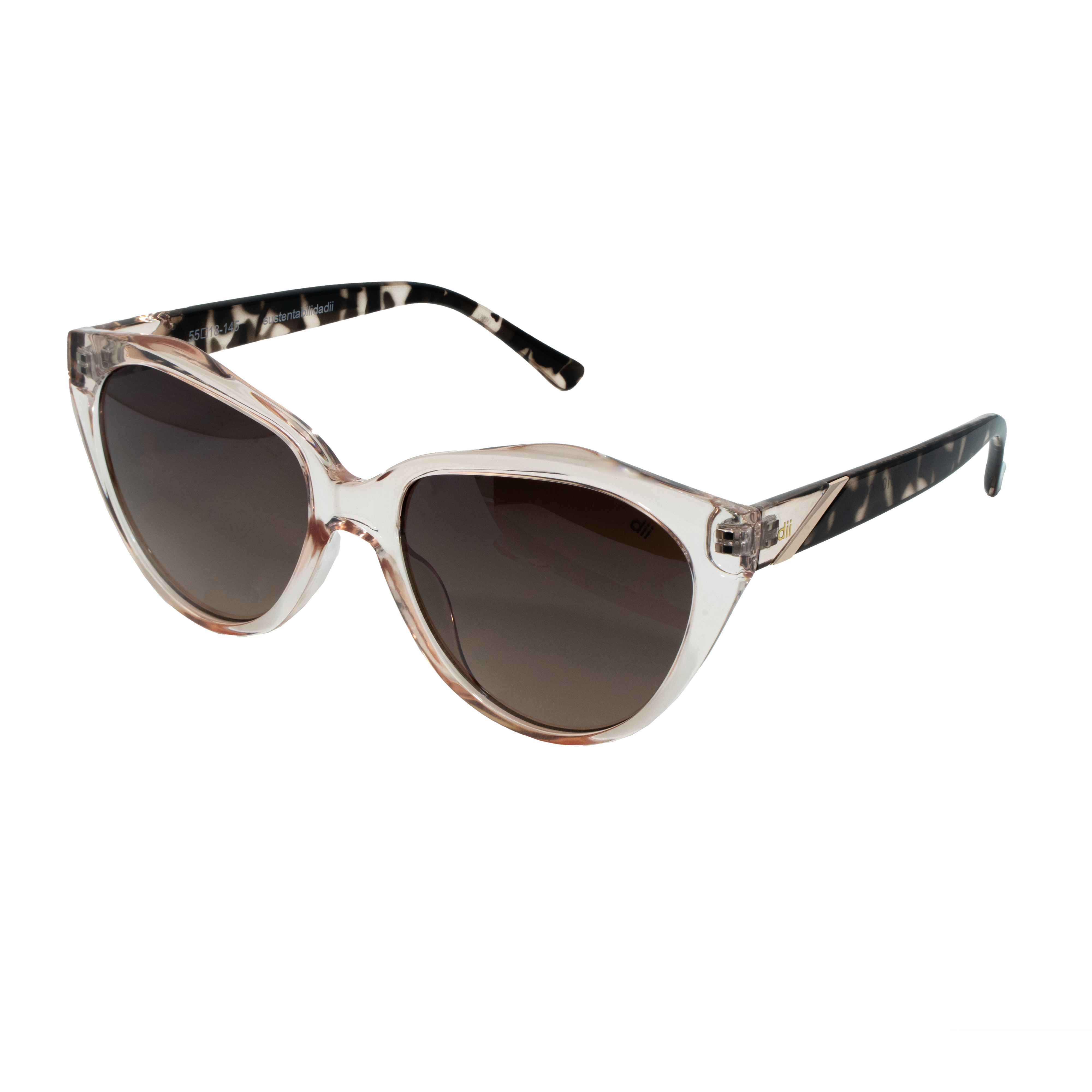 Óculos de Sol Feminino Dii Collection 1 9010 ECO Pêssego Cristal com Demi Pêssego
