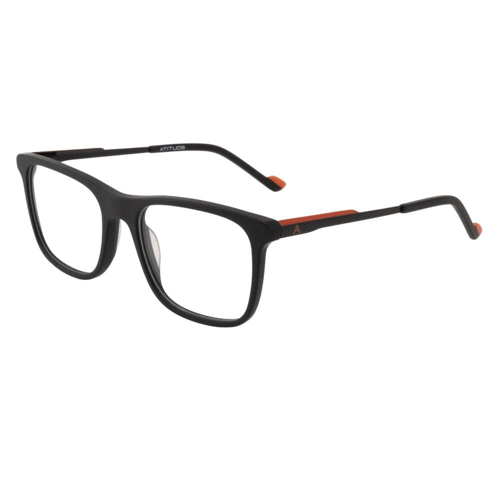 Armação de Óculos de Grau Masculino Atitude Quadrado AT7180 Cor Preto