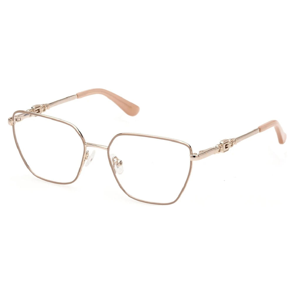Armação de Óculos de Grau Guess, modelo GU2952, cor Bege com Dourado, tamanho 53