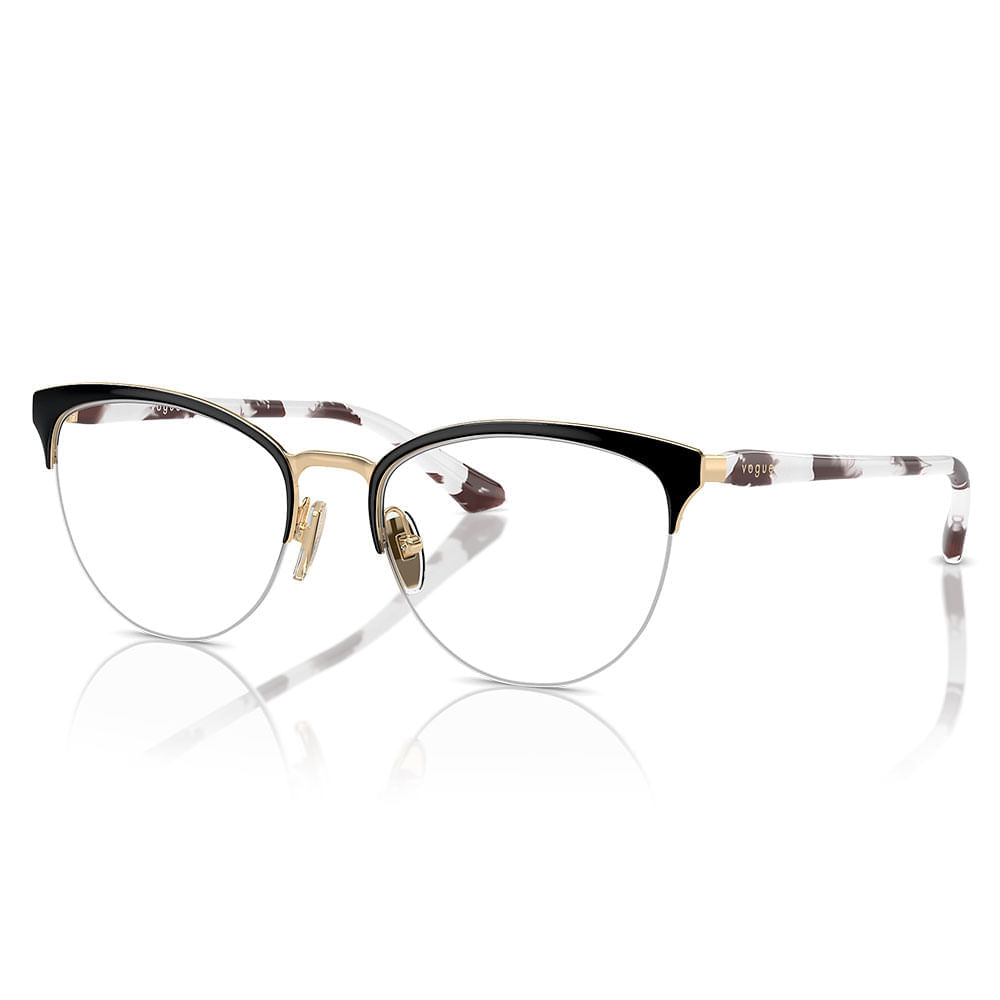 Armação de Óculos de Grau Feminina Vogue Oval VO4304 cor Preto/Dourado