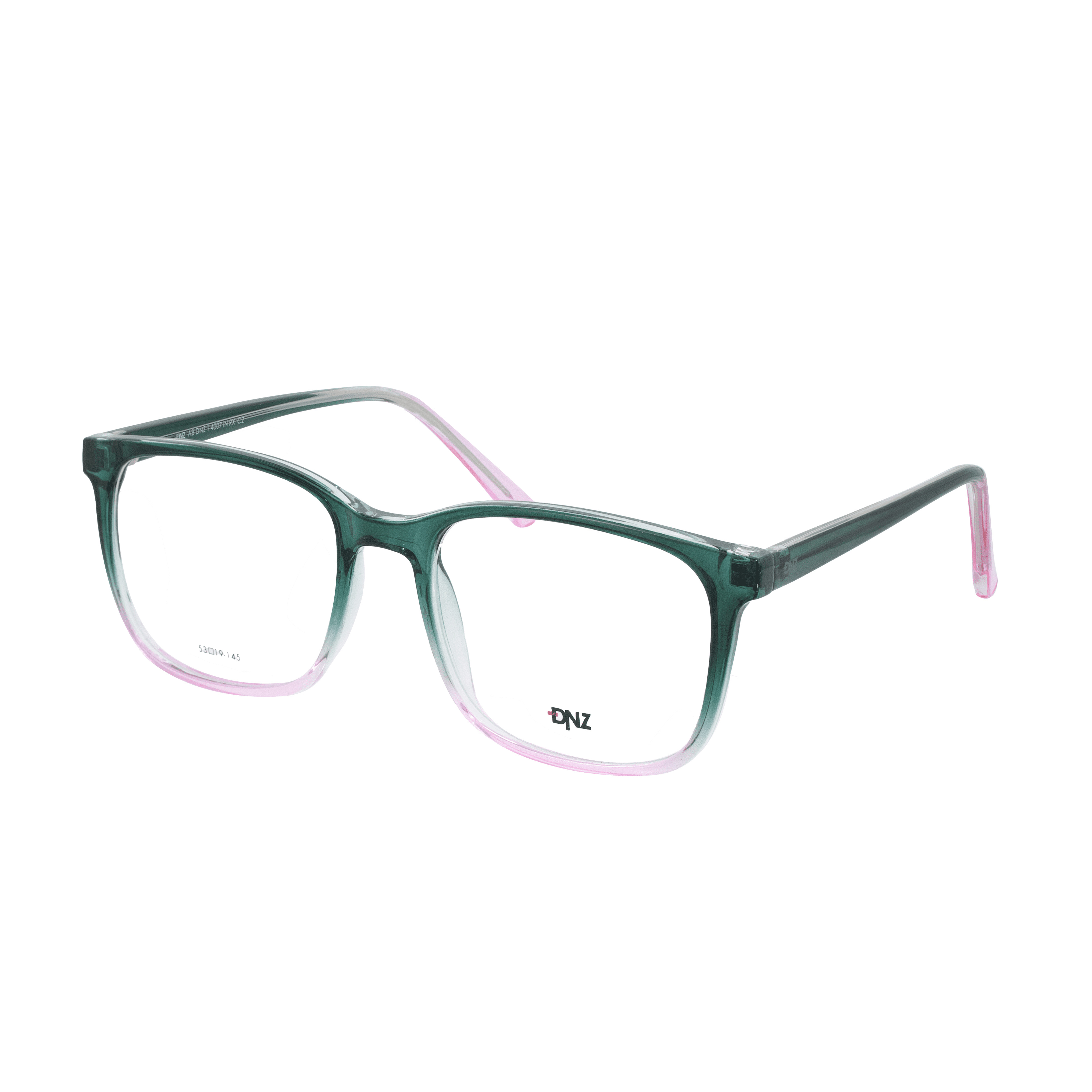 Armação para Óculos de Grau Feminino DNZ 1 4007 Degradê Verde Escuro com Rosa Translúcido