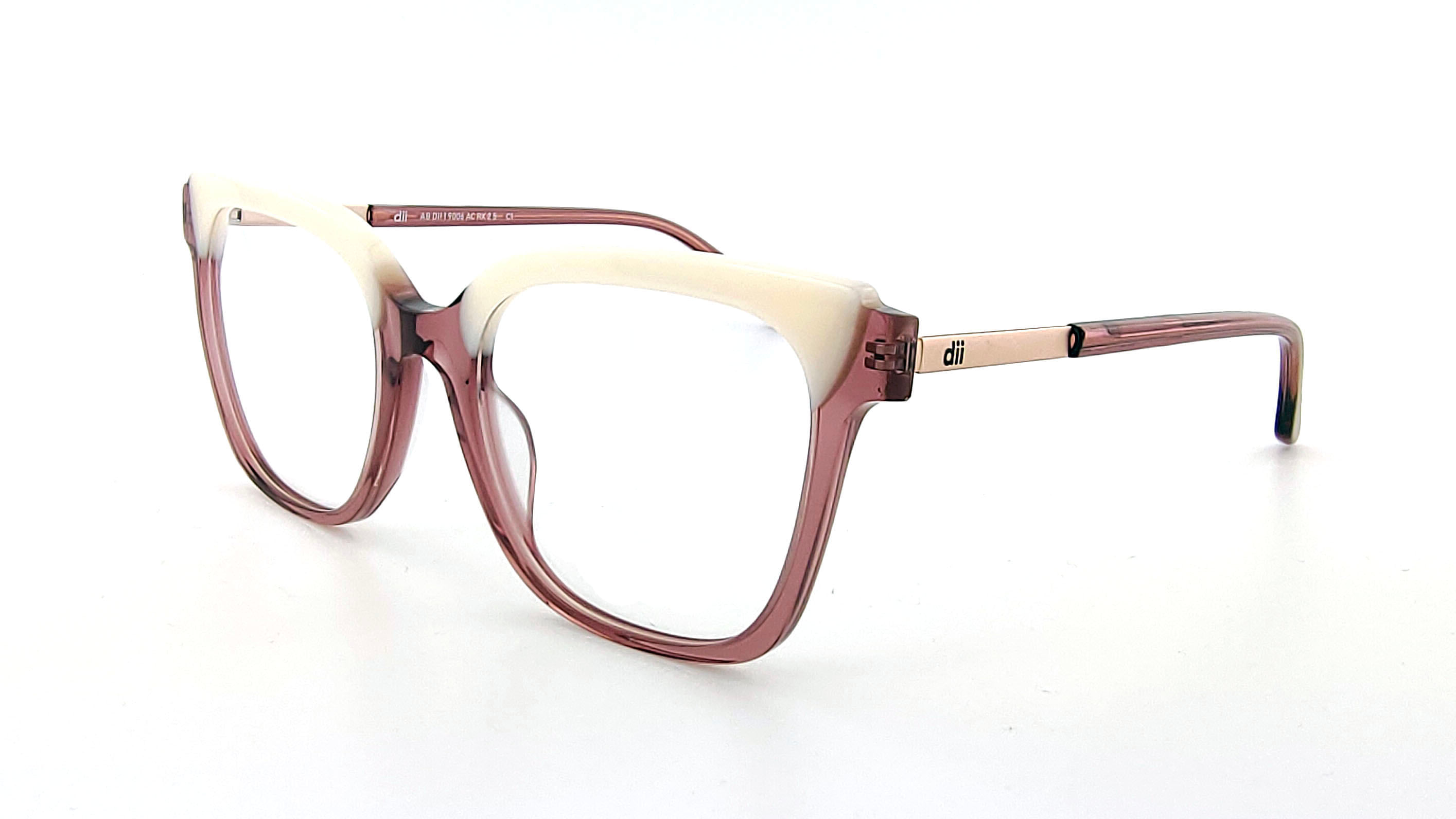 Armação para Óculos de Grau Feminino Dii Collection 1 9006 Rosé Translúcido com Off White