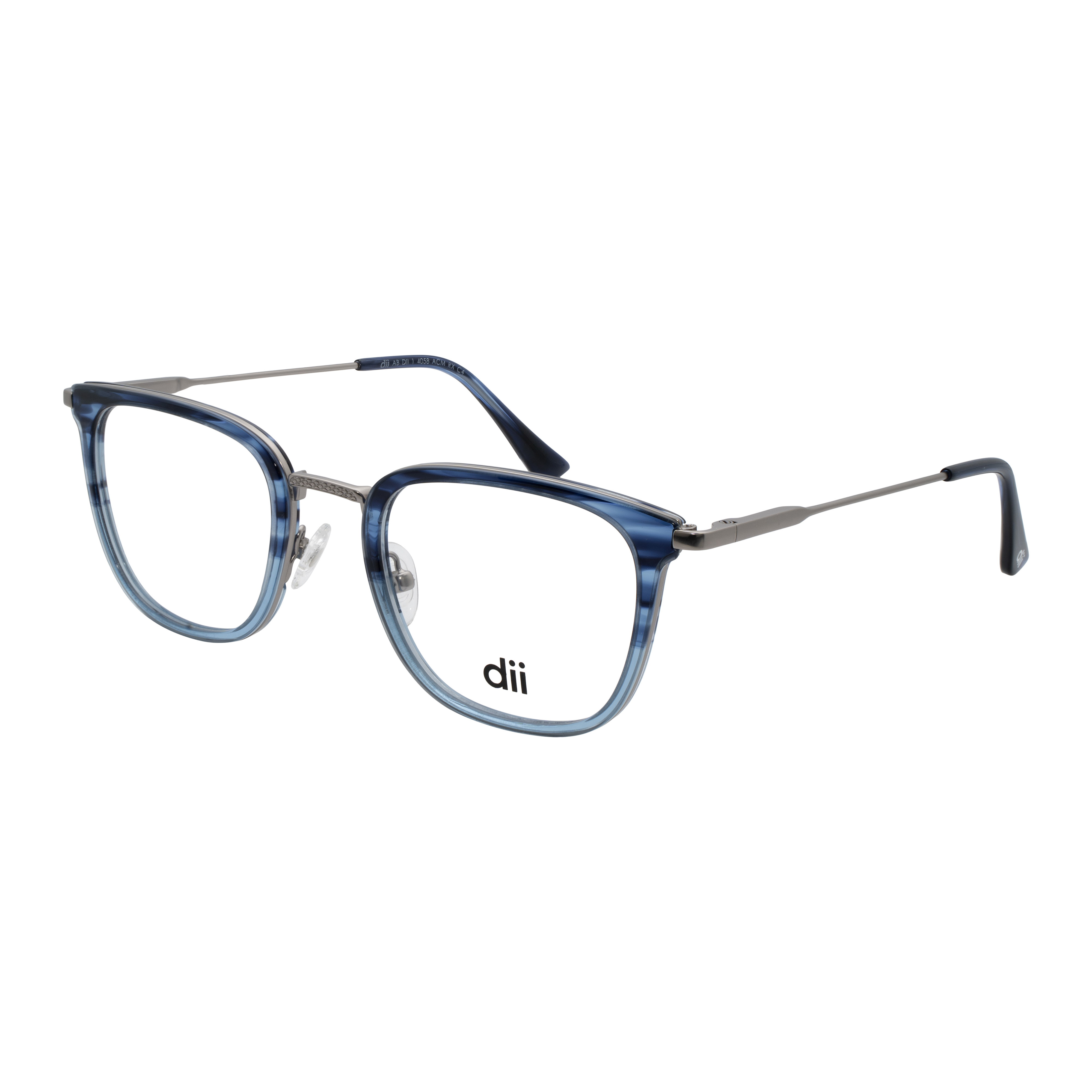 Armação para Óculos de Grau Unissex Dii Collection 4058 Degradê Azul com Prata Armação para Óculos de Grau Unissex Dii Collection 4058 Degradê A
