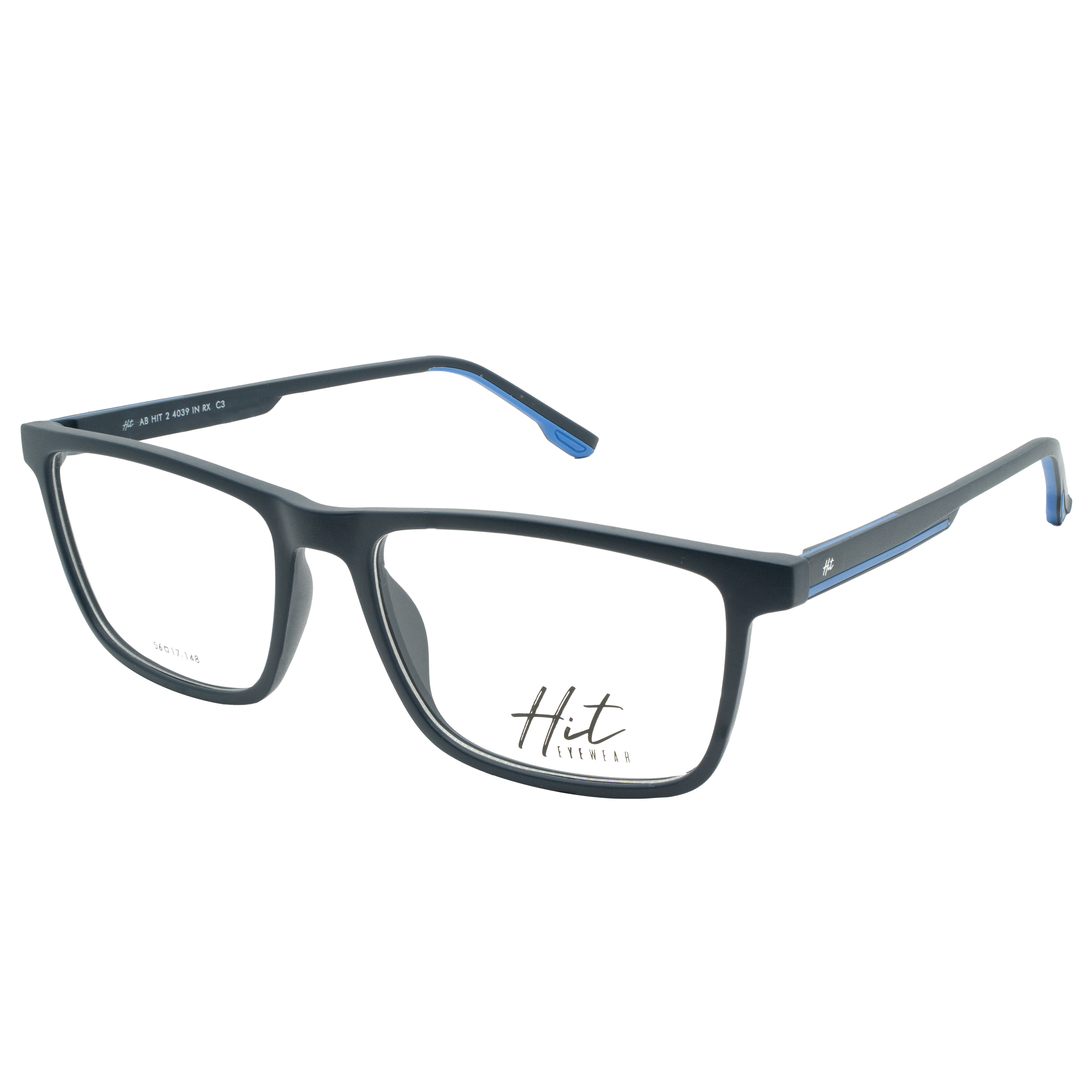 Armação para Óculos de Grau Masculino Hit 2 4039 Preto com Azul Armação para Óculos de Grau Masculino Hit 2 4039 Preto com A
