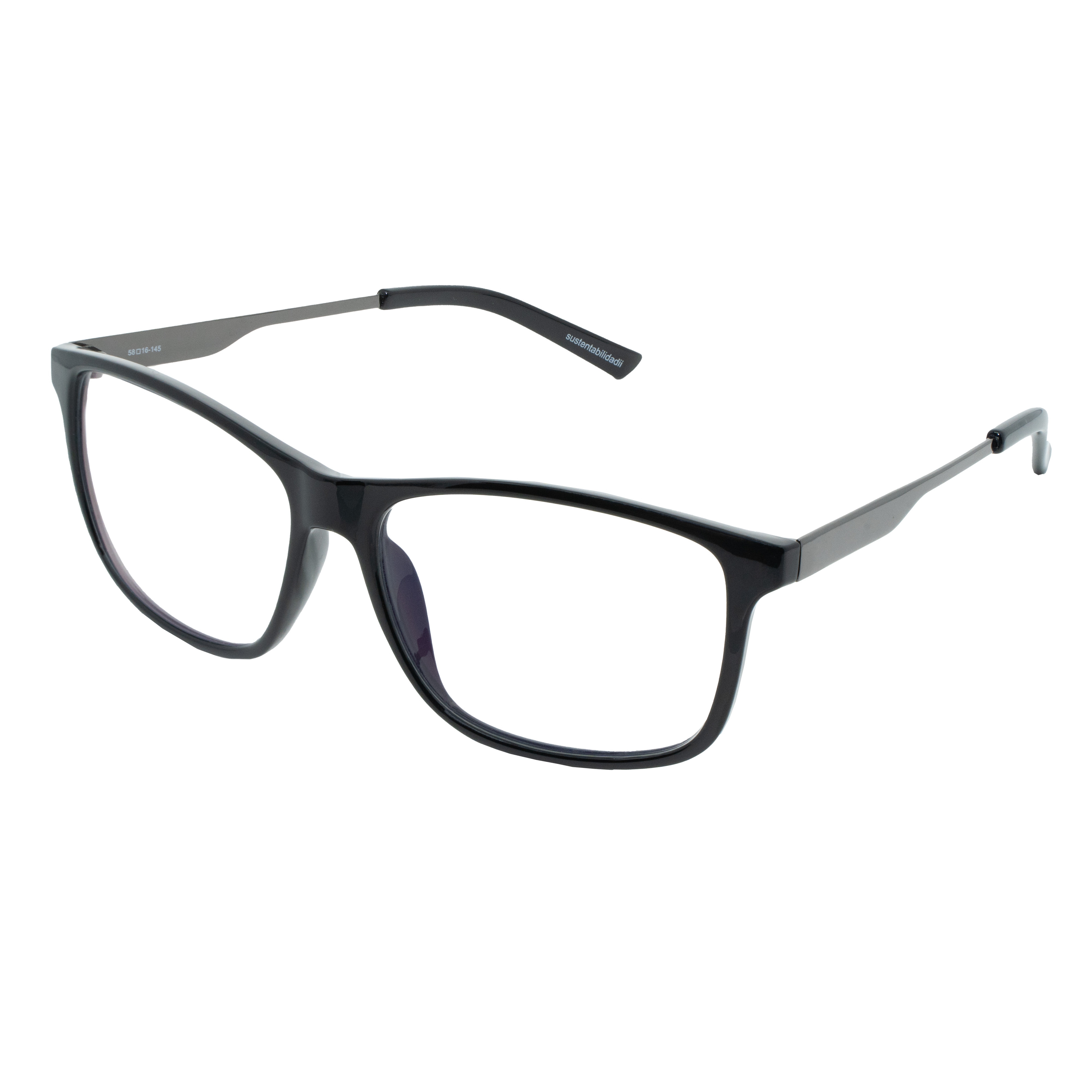 Armação para Óculos de Grau Masculino Dii Collection 2 9009 ECO Preto com Prata
