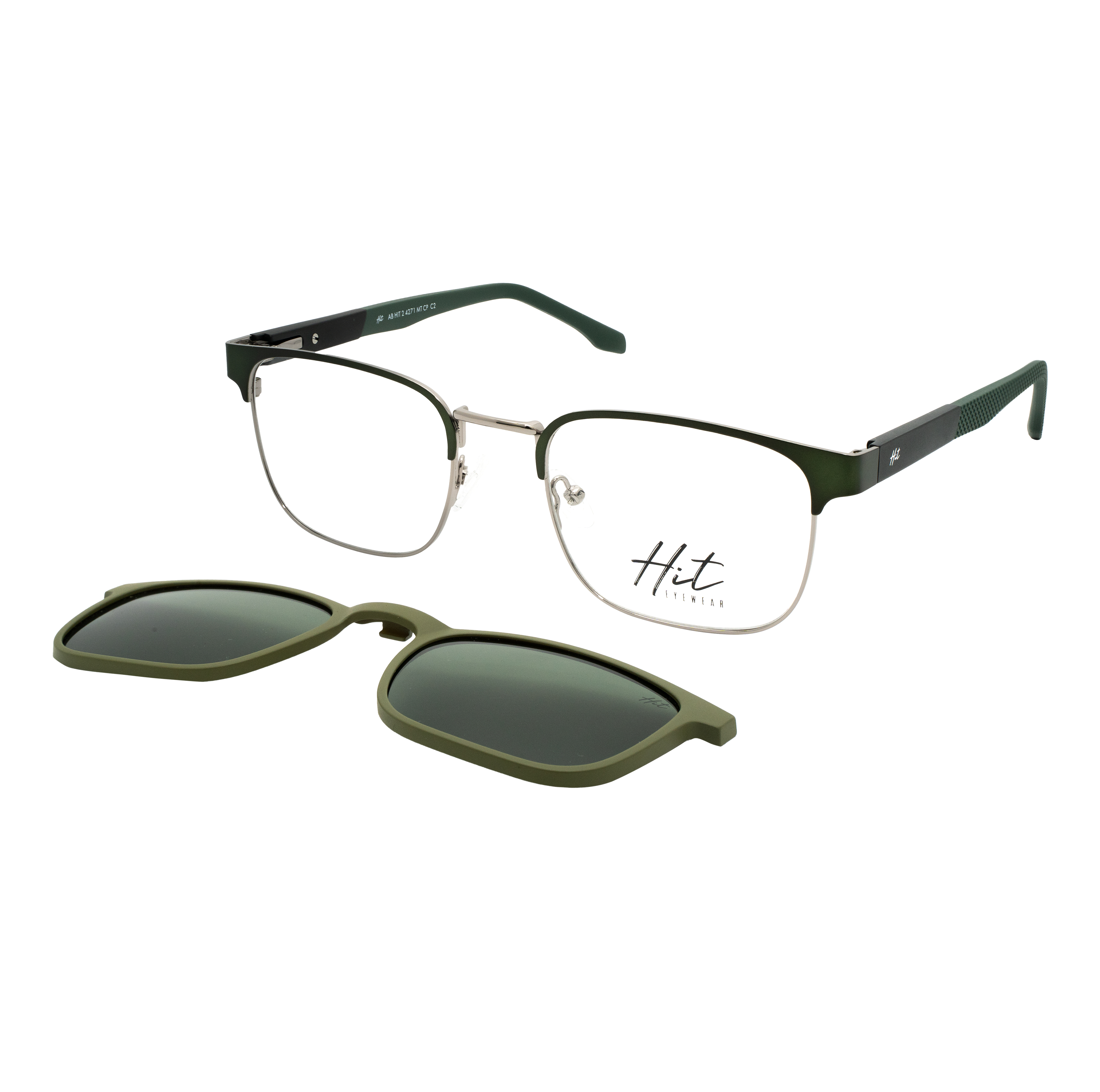 Armação para Óculos de Grau Masculino Hit 2 4271 Verde com Clip On