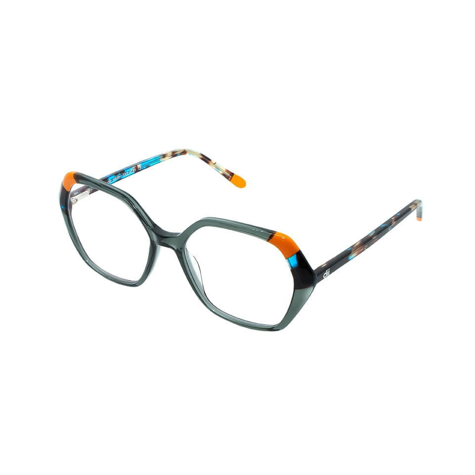 Armação para Óculos de Grau Feminino Dii Collection 1 7002 Verde com Demi Azul com Laranja Armação para Óculos de Grau Feminino Dii Collection 1 7002 Verde com Demi A