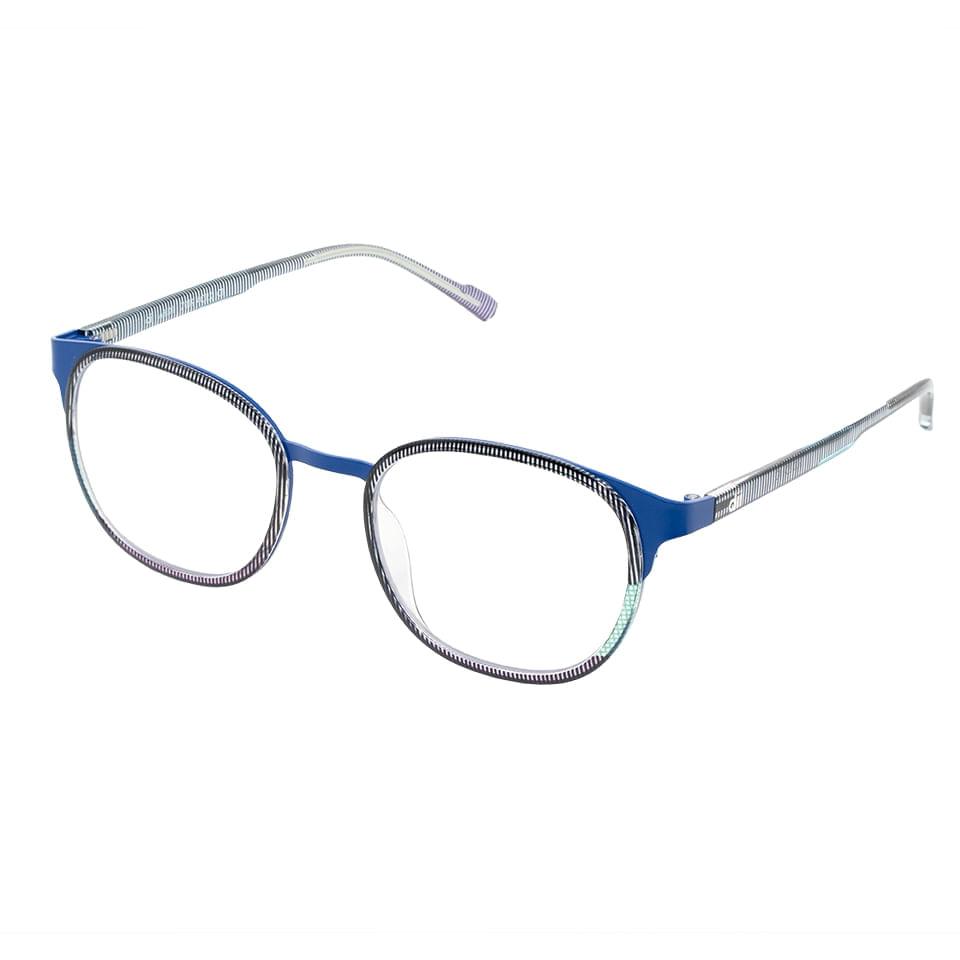 Armação para Óculos de Grau Feminino Dii Collection 1 7019 Estampa Listrada com Azul com Lilás Armação para Óculos de Grau Feminino Dii Collection 1 7019 Estampa Listrada com A