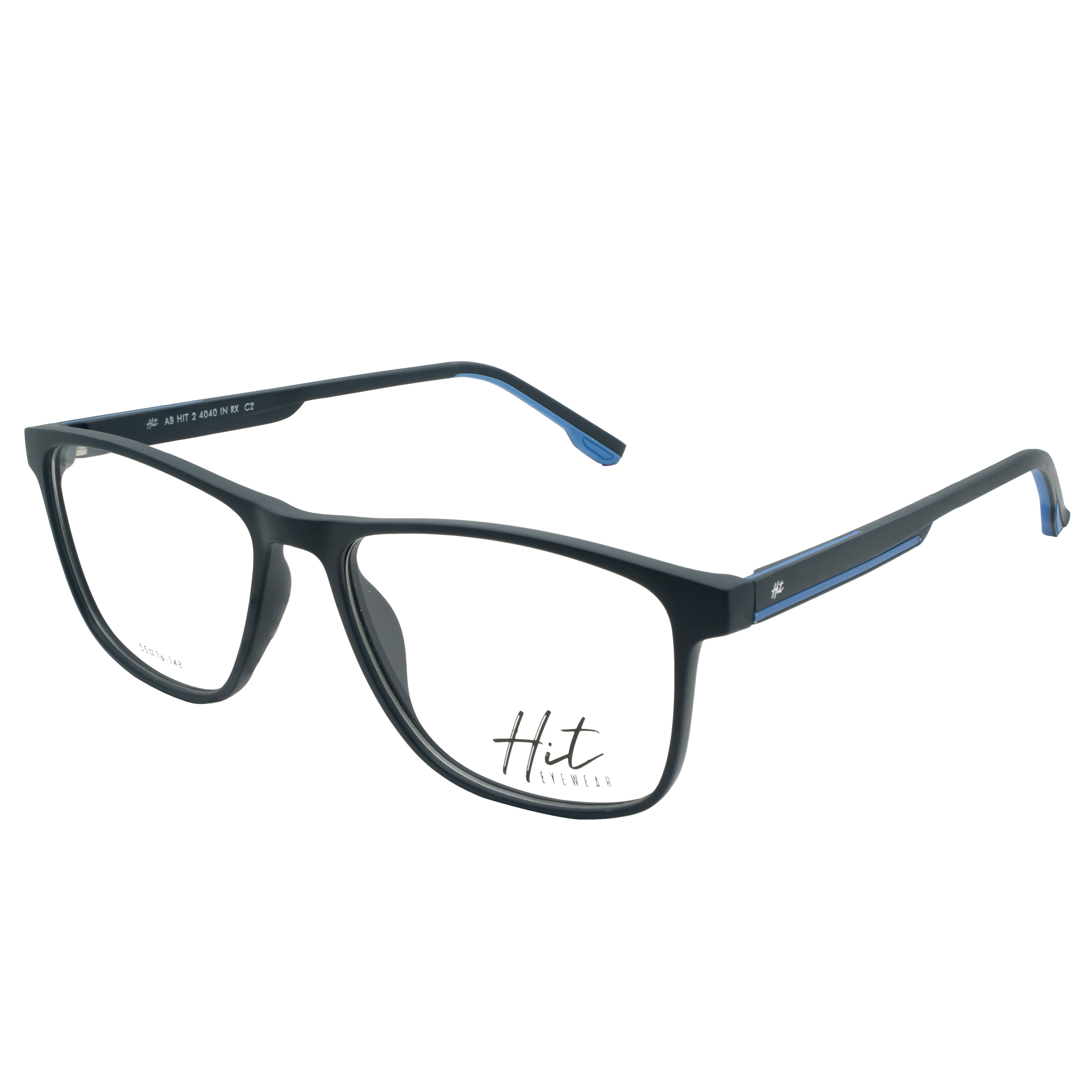 Armação para Óculos de Grau Masculino Hit 2 4040 Preto com Azul Armação para Óculos de Grau Masculino Hit 2 4040 Preto com A