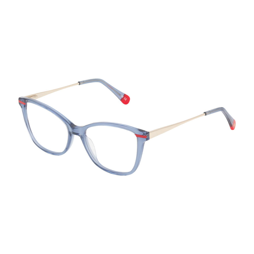 Armação para Óculos de Grau Feminino Dii Collection 5513 Azul Translúcido com Vermelho Armação para Óculos de Grau Feminino Dii Collection 5513 A