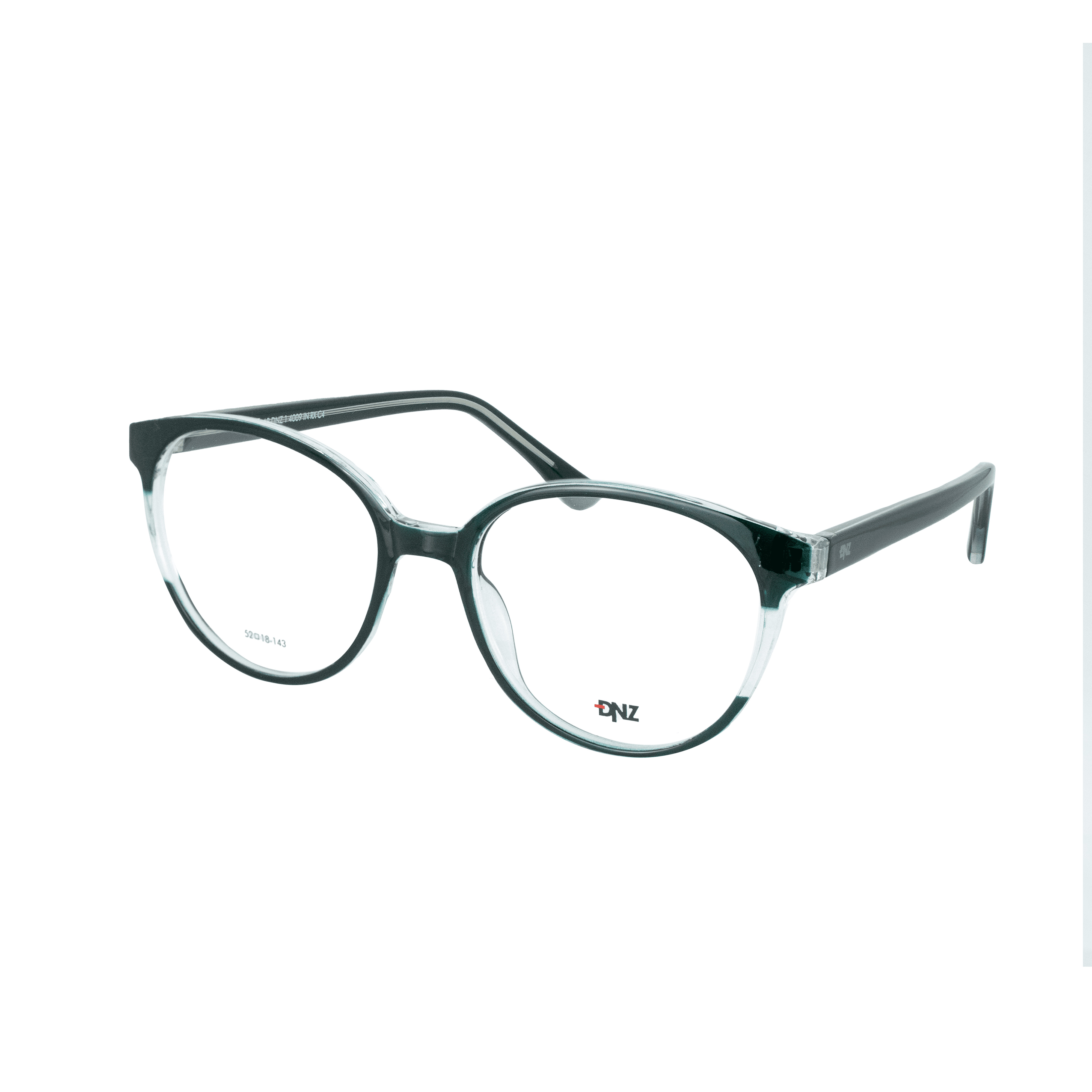Armação para Óculos de Grau Feminino DNZ 1 4009 Degradê Verde Escuro com Cristal