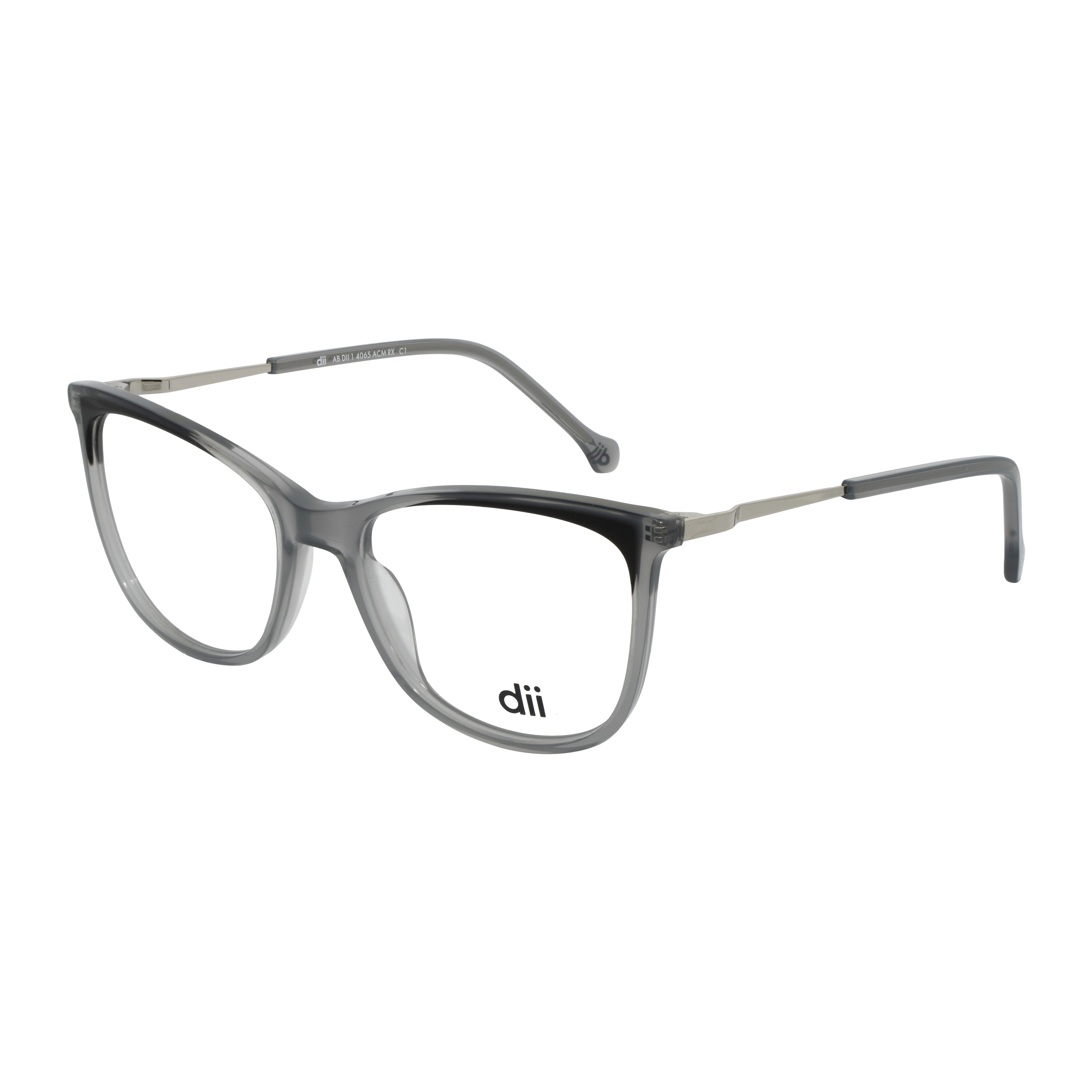 Armação para Óculos de Grau Feminino Dii Collection 4065 Cinza Cristal com Preto e Prata Armação para Óculos de Grau Feminino Dii Collection 4065 Cin