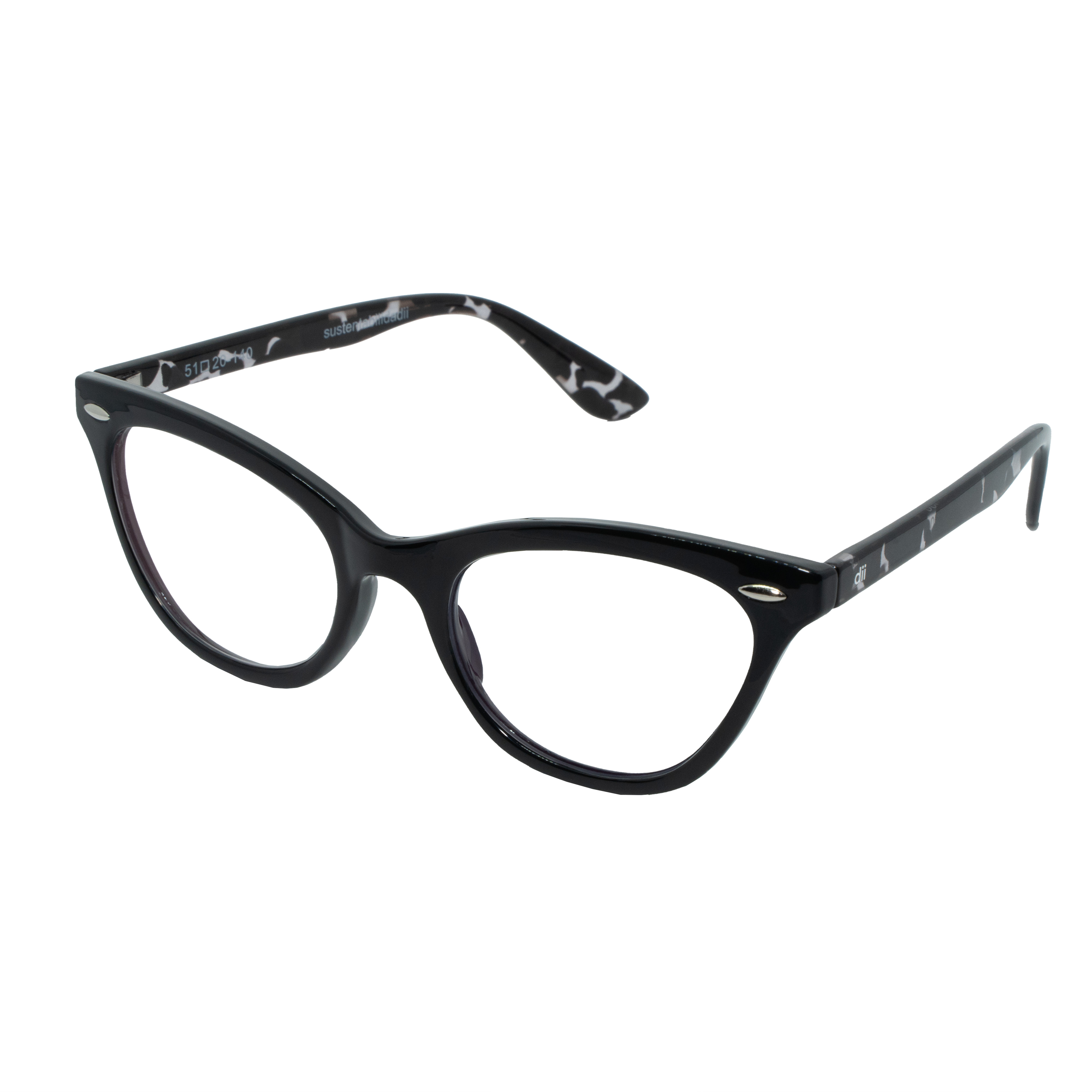 Armação para Óculos de Grau Feminino Dii Collection 1 9006 ECO Preto com Demi Cinza Armação para Óculos de Grau Feminino Dii Collection 1 9006 ECO Preto com Demi Cin