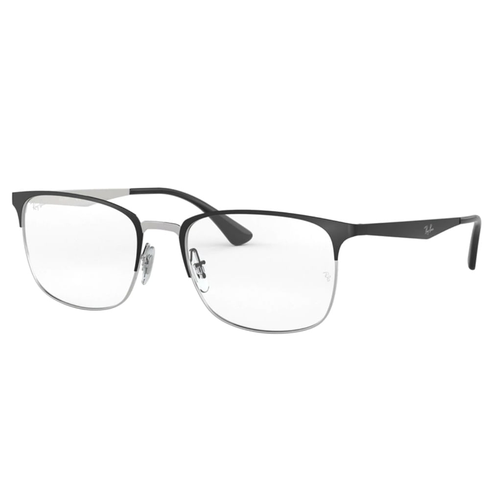 Armação para Óculos de Grau Masculina Ray-Ban RX6421 Preto e Prateado