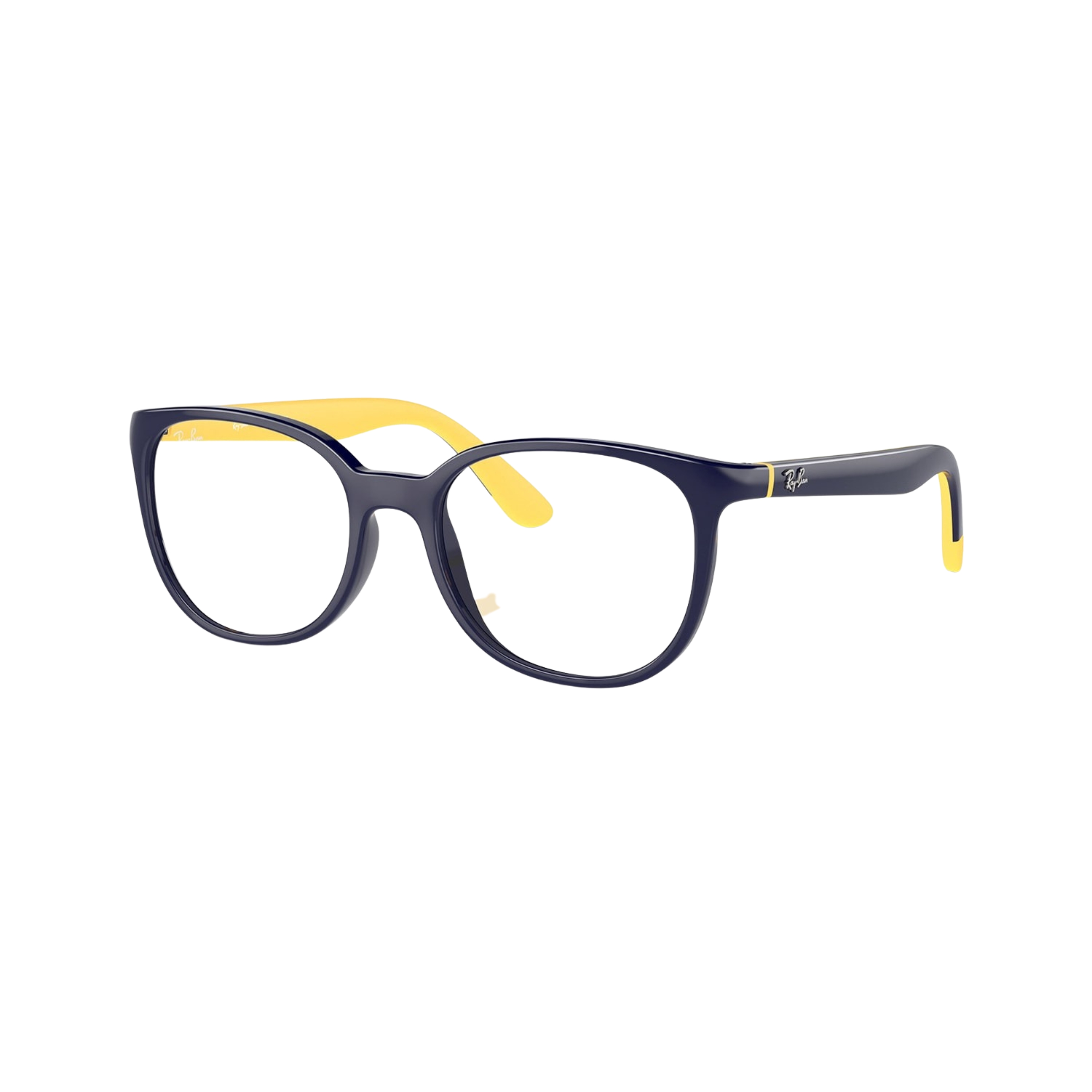 Armação de Óculos de Grau Infantil Ray-Ban Redondo RY1631 cor Azul Escuro e Amarelo Armação de Óculos de Grau Infantil Ray-Ban Redondo RY1631 cor A