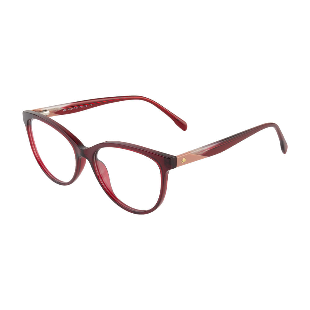 Armação para Óculos de Grau Feminino Dii Collection 1 1701 Vermelho Translúcido