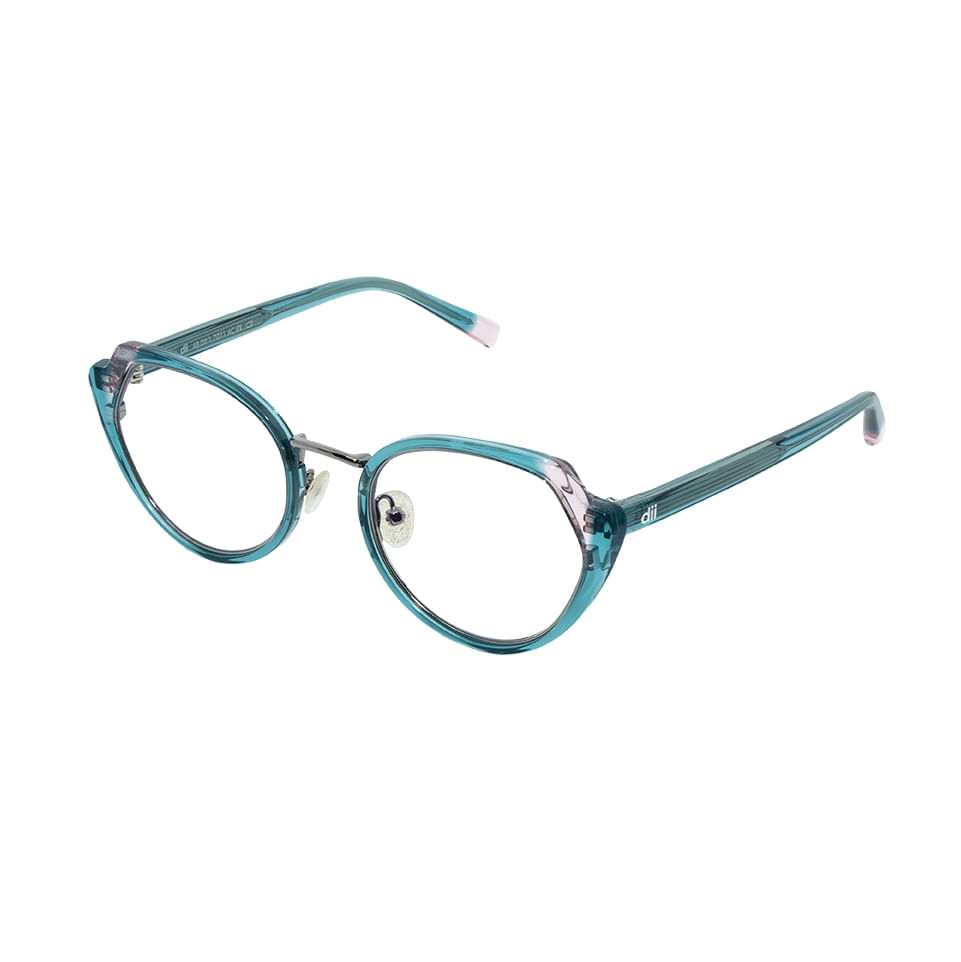 Armação para Óculos de Grau Feminino Dii Collection 1 7011 Azul com Rosa Cristal Armação para Óculos de Grau Feminino Dii Collection 1 7011 A