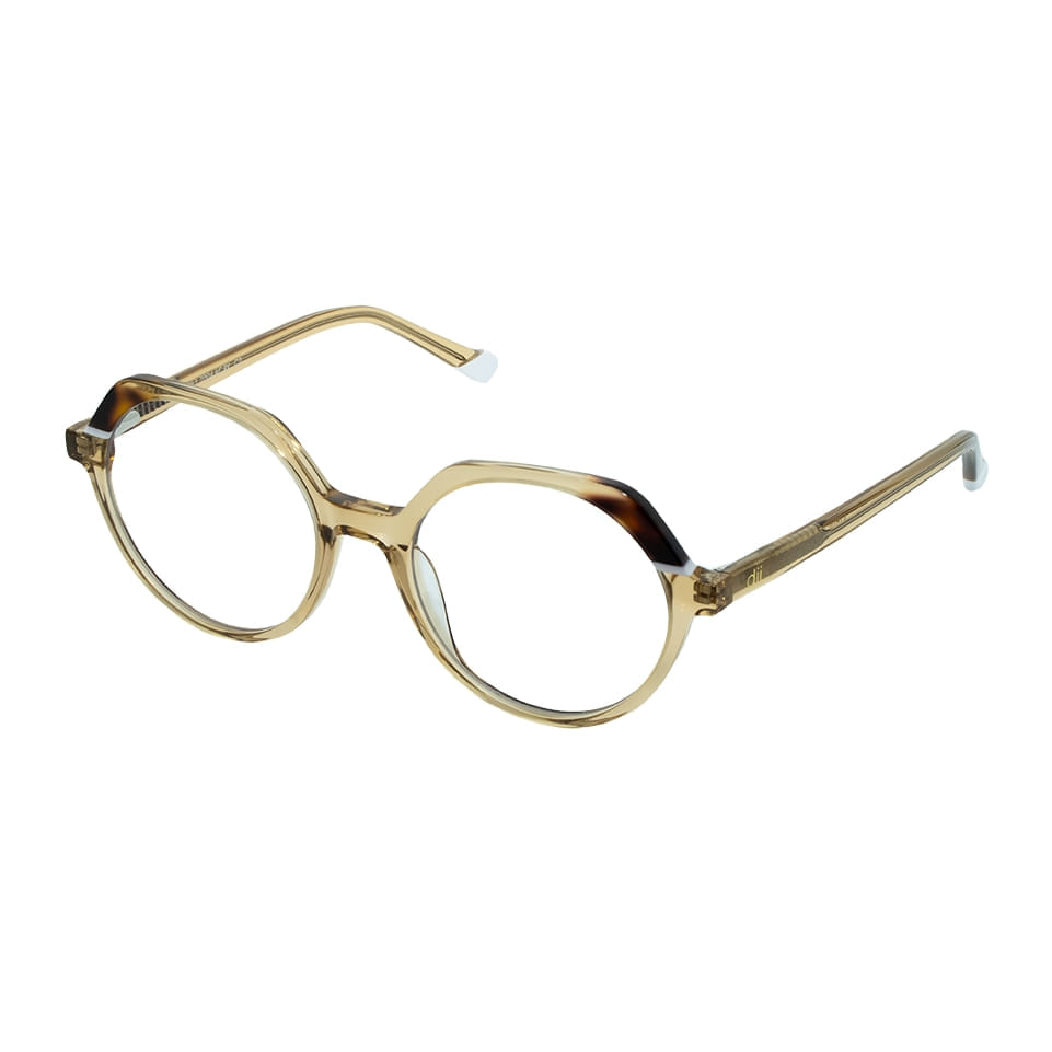 Armação para Óculos de Grau Feminino Dii Collection 1 7004 Champagne Cristal com Marrom