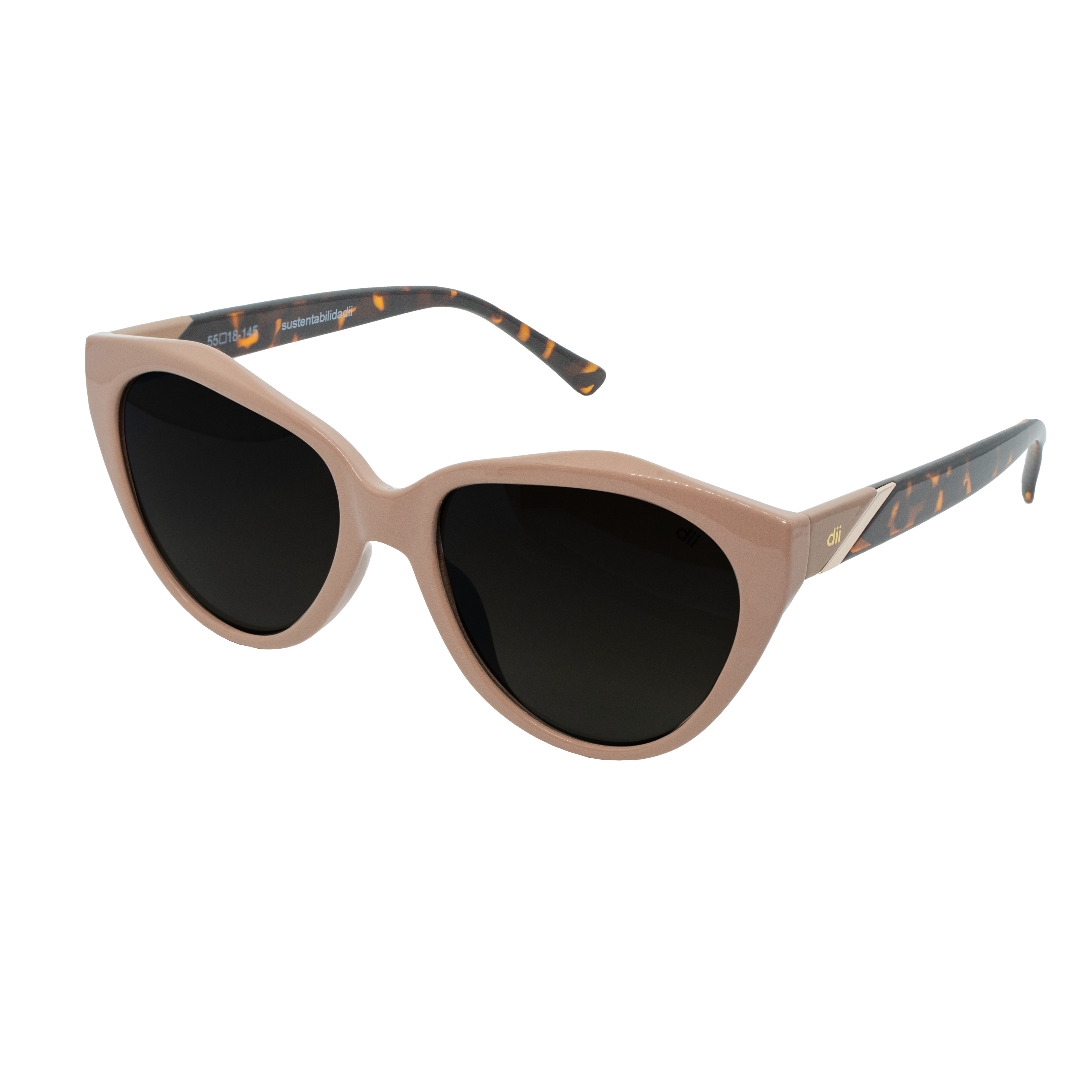 Óculos de Sol Feminino Dii Collection 1 9010 ECO Bege com Demi Marrom