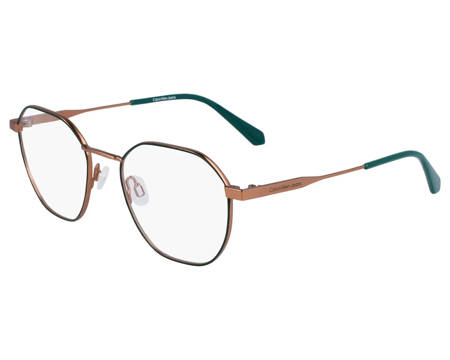 Armação de Óculos de Grau Unissex Calvin Klein Jeans Geométrico CKJ22220 Cor Dourado e Verde