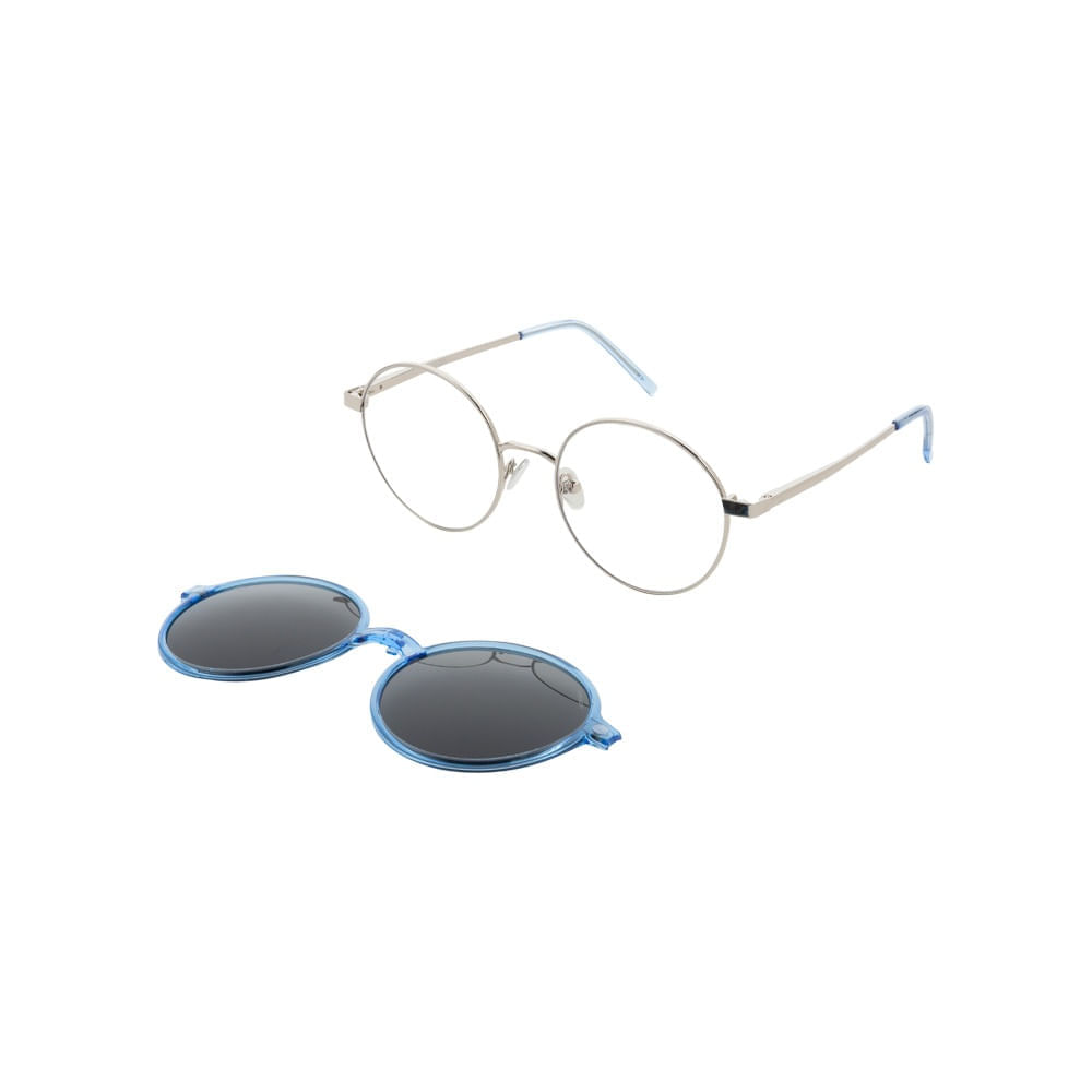 Armação para Óculos de Grau Feminino Dii Collection 1070 Azul com Clip On Armação para Óculos de Grau Feminino Dii Collection 1070 A