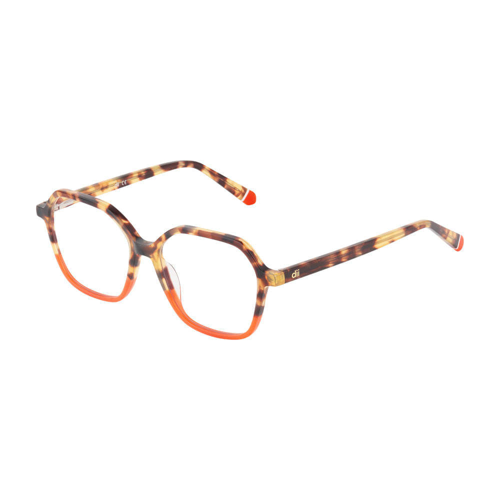 Armação para Óculos de Grau Feminino Dii Collection 5507 Demi Marrom com Laranja