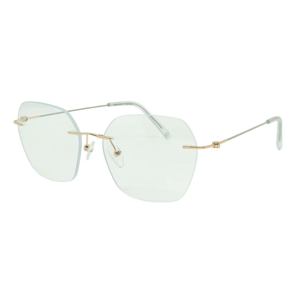 Armação de Óculos de Grau Feminina Bulget Quadrado BG2154 Cor Cinza e Dourado Armação de Óculos de Grau Feminina Bulget Quadrado BG2154 Cor Cin