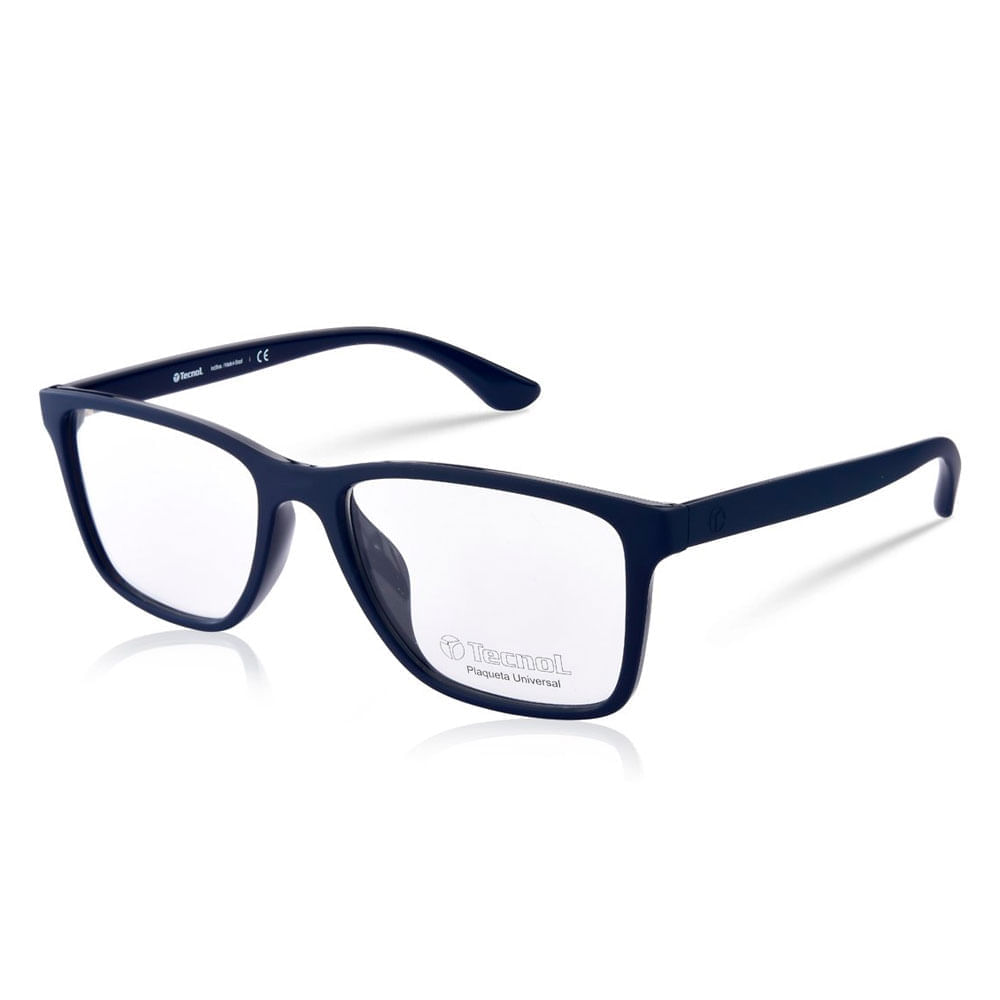 Armação de Óculos de Grau Masculino Tecnol Retangular TN3093U Cor Azul Escuro Armação de Óculos de Grau Masculino Tecnol Retangular TN3093U Cor A