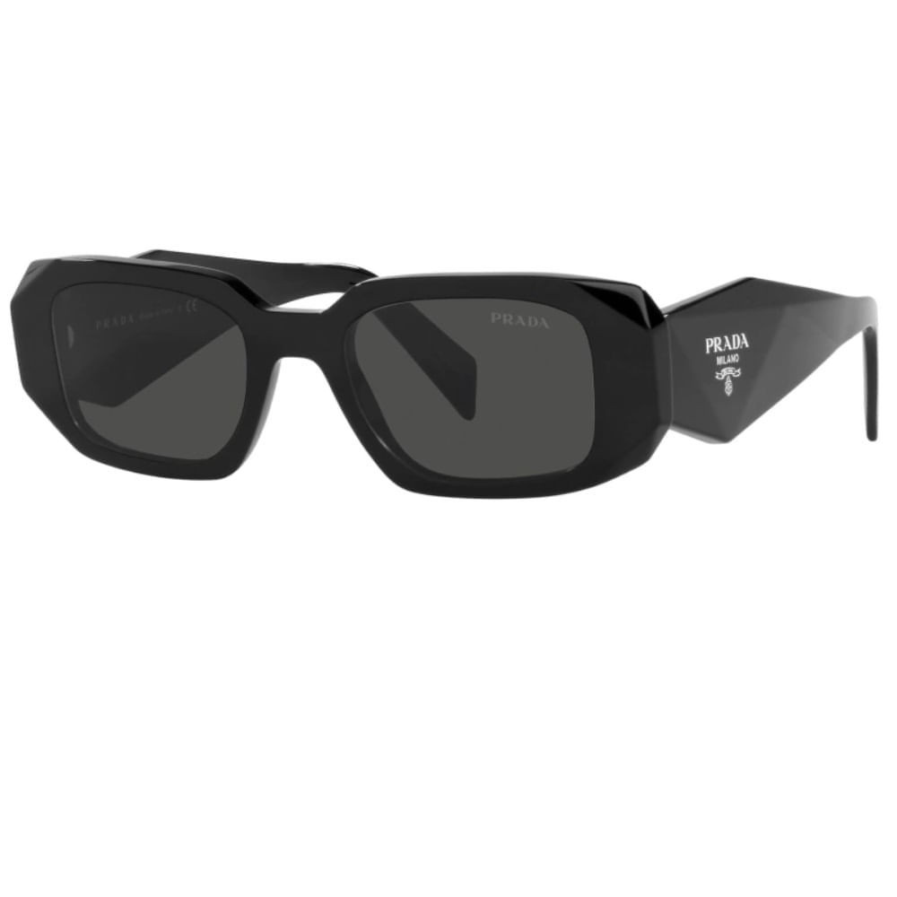 Óculos de Sol Feminino Prada Retangular PR 17WS Cor Preto