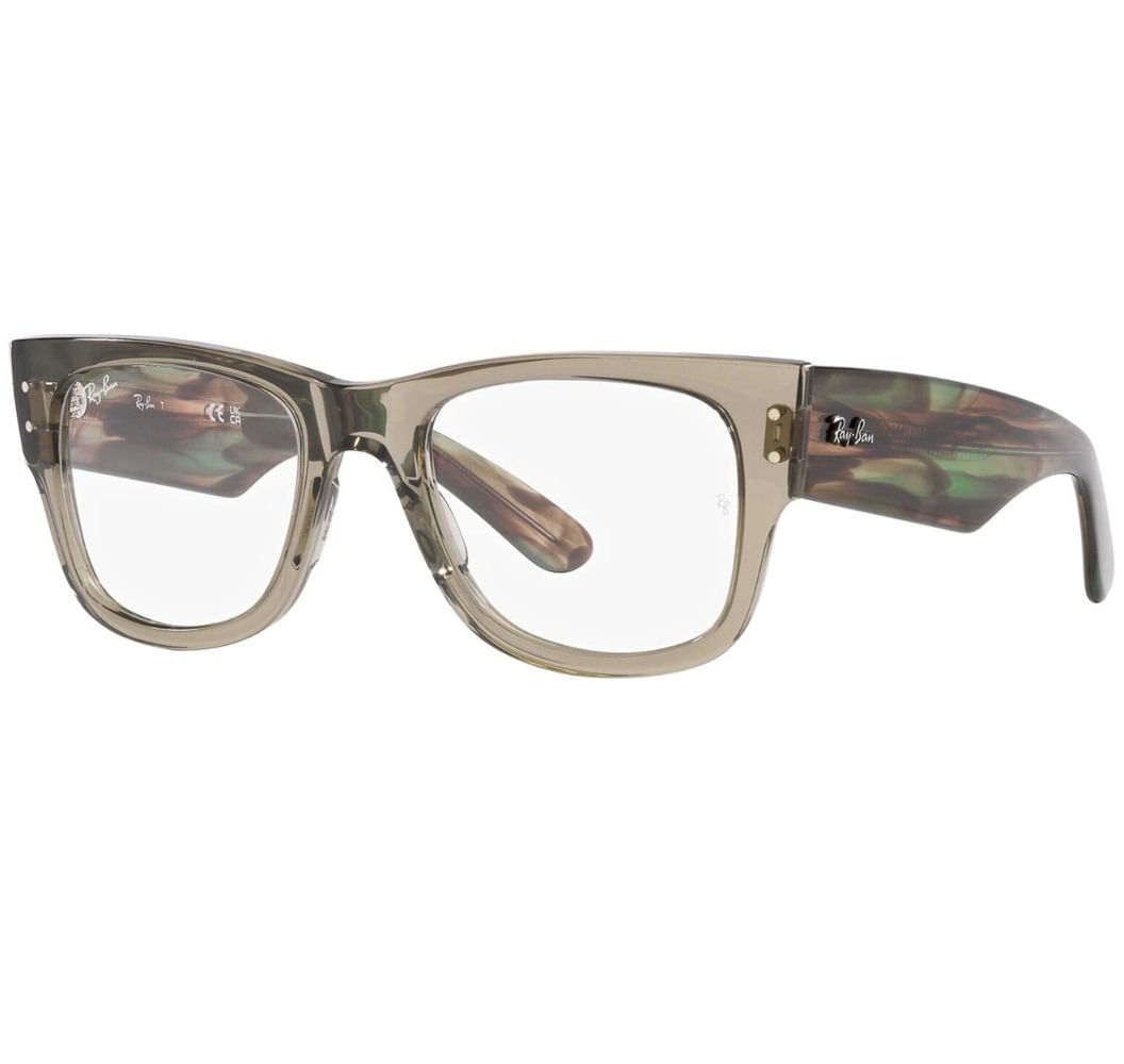 Armação de Óculos de Grau Unissex Ray Ban RX0840V Quadrado Cor Havana Verde Listrado