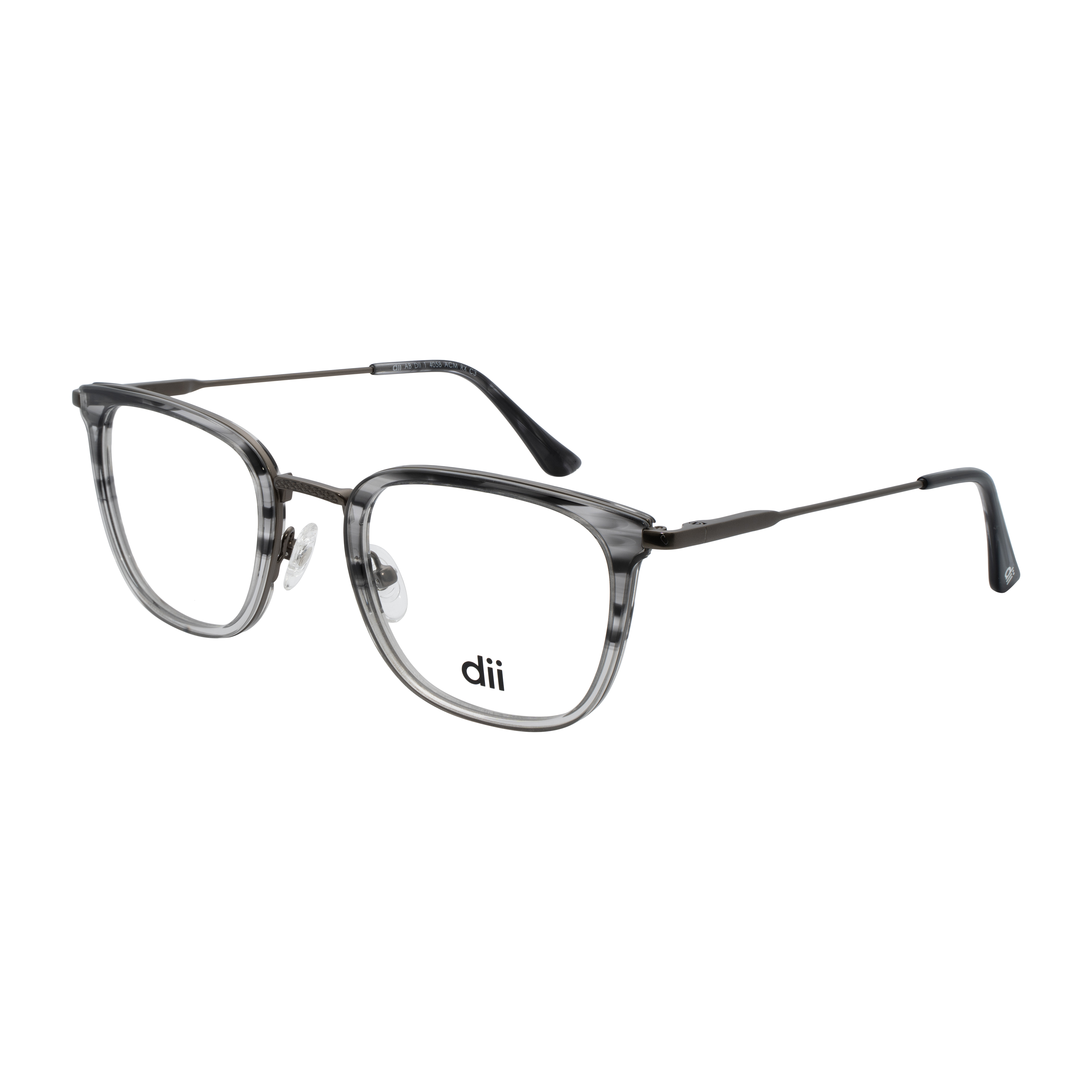 Armação para Óculos de Grau Unissex Dii Collection 4058 Degradê Cinza com Gun Metal Armação para Óculos de Grau Unissex Dii Collection 4058 Degradê Cin