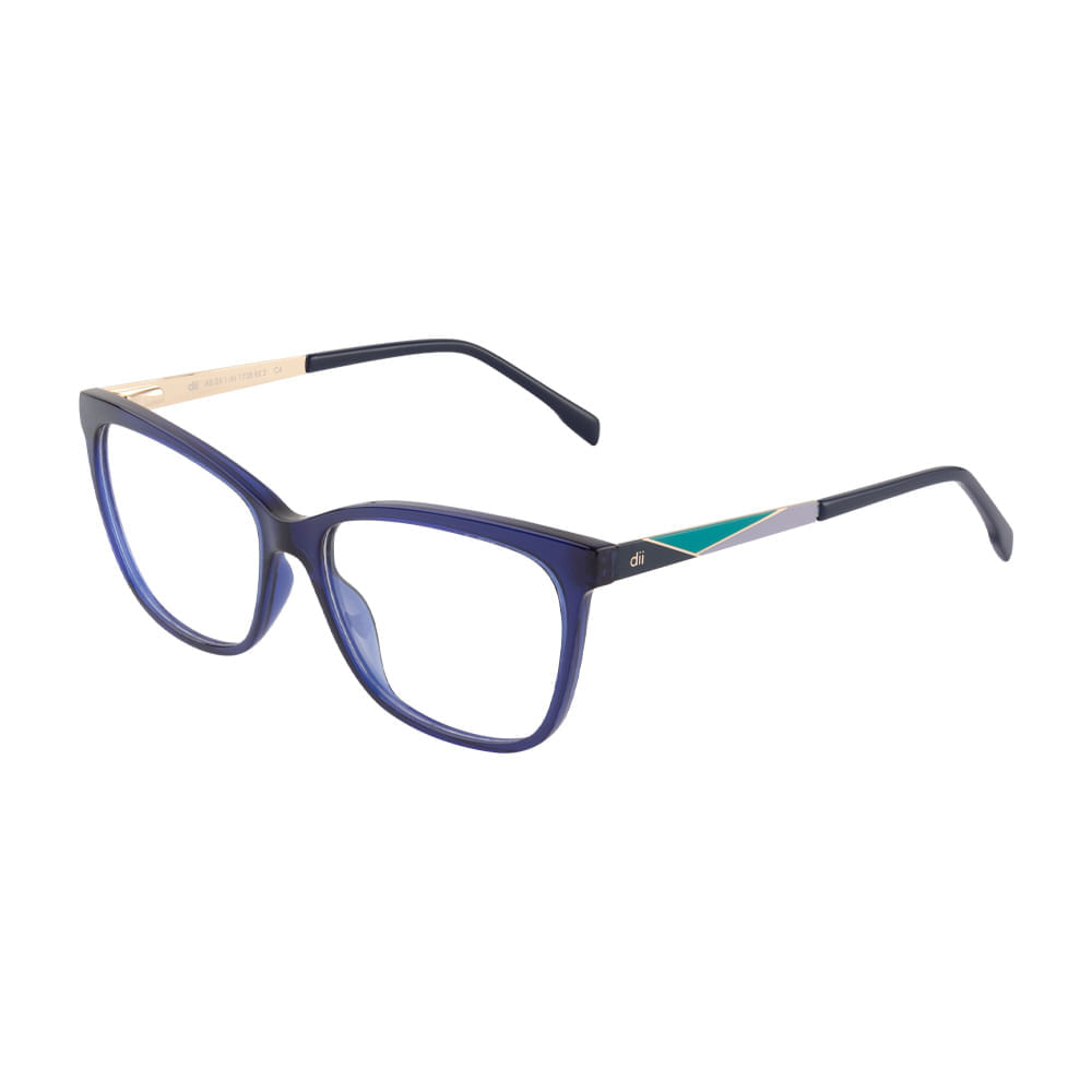 Armação para Óculos de Grau Feminino Dii Collection 1 1708 Azul Translúcido Armação para Óculos de Grau Feminino Dii Collection 1 1708 A