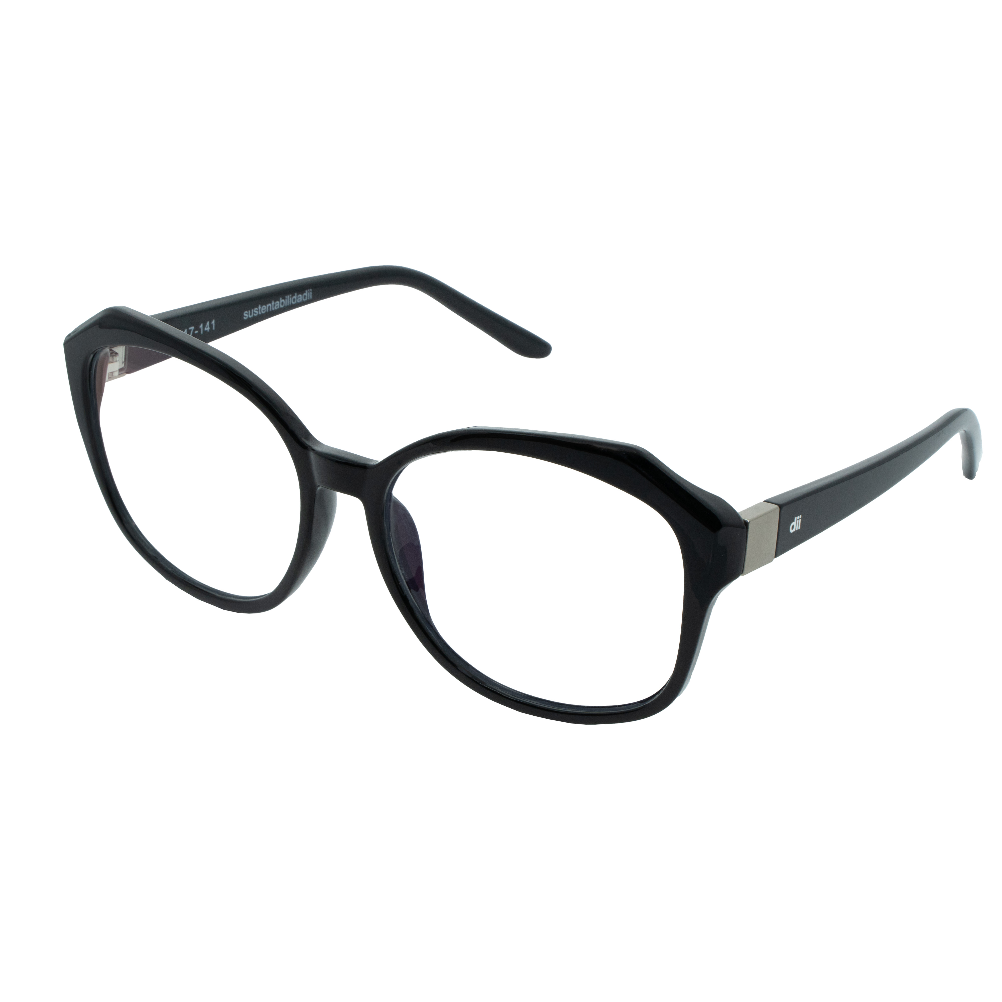 Armação para Óculos de Grau Feminino Dii Collection 1 9004 ECO Preto com Demi Cinza Armação para Óculos de Grau Feminino Dii Collection 1 9004 ECO Preto com Demi Cin