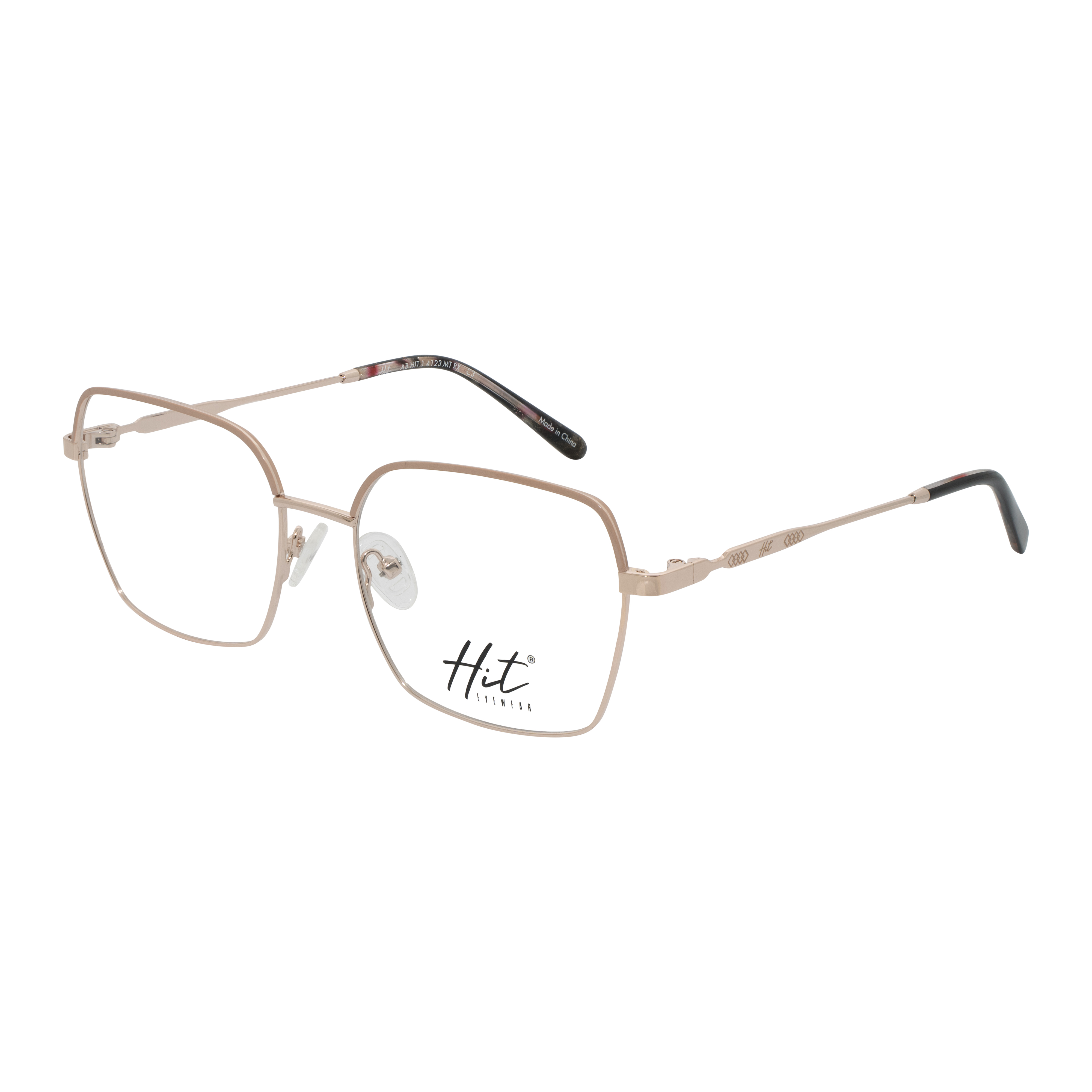 Armação para Óculos de Grau Feminino Hit 1 4123 Rose Gold com Bege