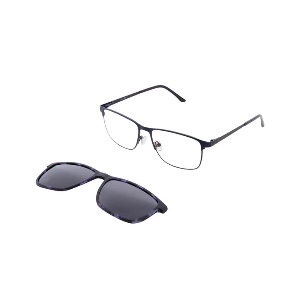 Armação para Óculos de Grau Masculino Dii Collection 1069 Demi Azul com Clip On Armação para Óculos de Grau Masculino Dii Collection 1069 Demi A