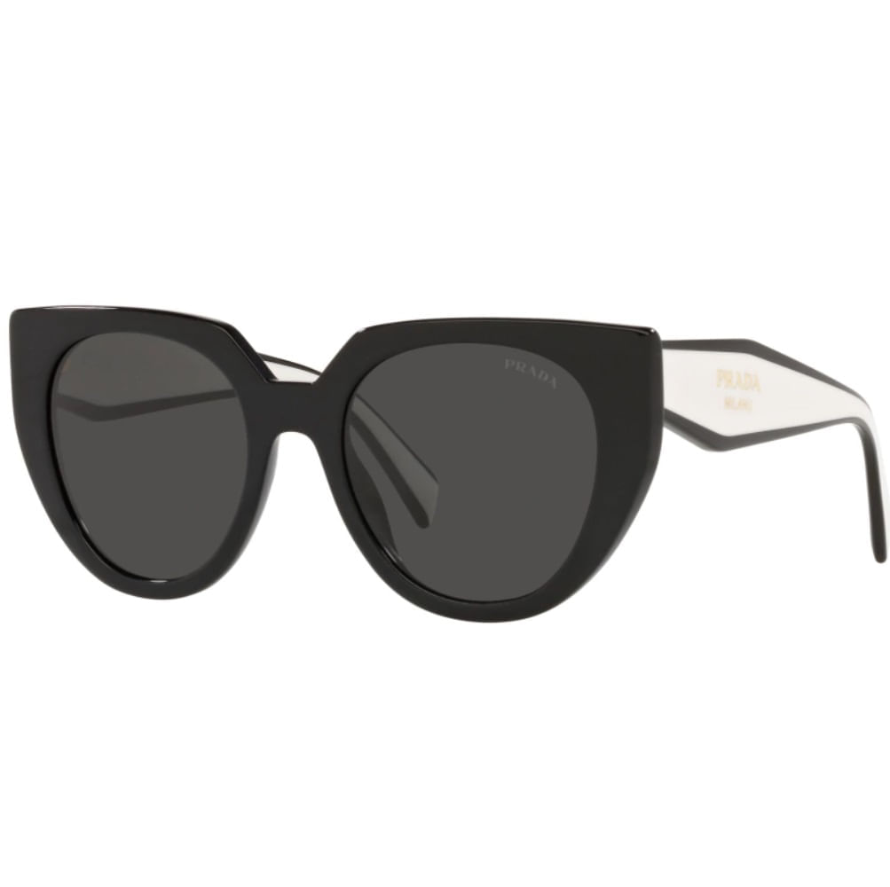 Óculos de Sol Feminino Prada Gatinho PR 14WS Cor Preto e Cinza Óculos de Sol Feminino Prada Gatinho PR 14WS Cor Preto e Cin
