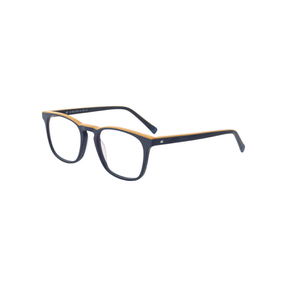 Armação para Óculos de Grau Masculino Dii Collection 1053 Azul com Amarelo Armação para Óculos de Grau Masculino Dii Collection 1053 A