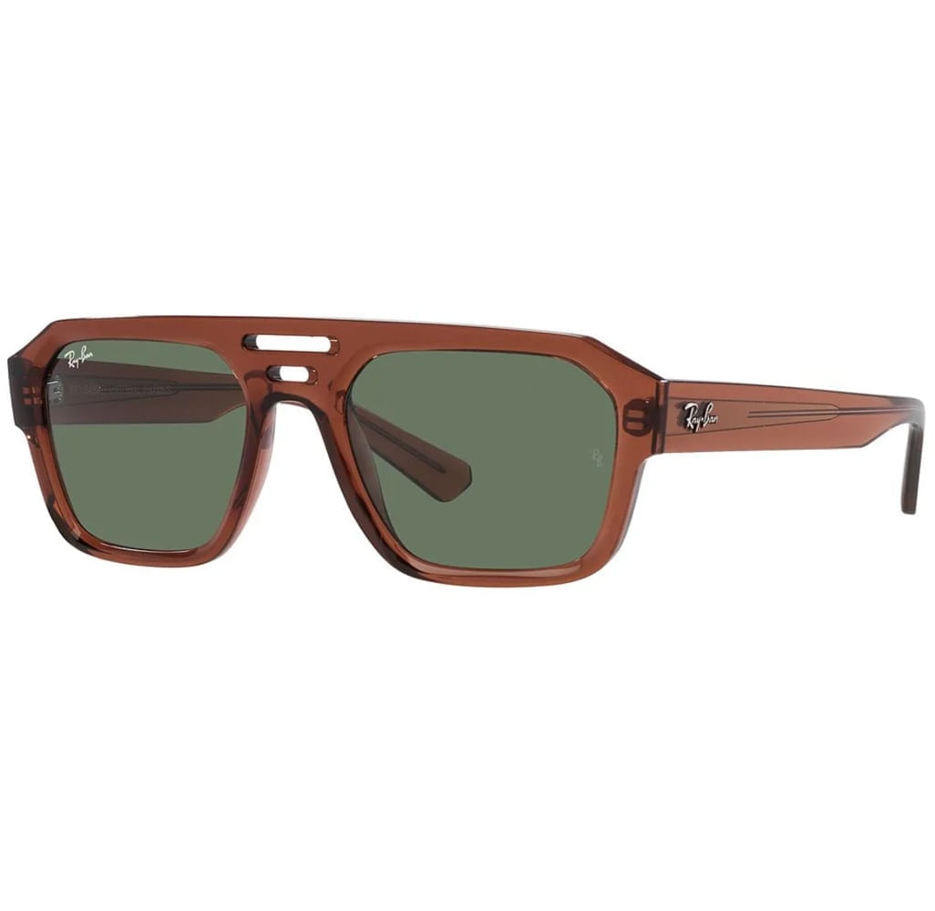 Óculos de Sol Masculino Ray-Ban RB4397 Retangular Cor Marrom Transparente